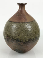Japanese Ceramic Flower Vase Vtg Ikebana Kabin Brown Round Drip Speckles FK246-KT - Vase-chidorivintage.com