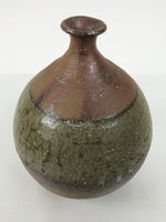 Japanese Ceramic Flower Vase Vtg Ikebana Kabin Brown Round Drip Speckles FK246-KT - Vase-chidorivintage.com