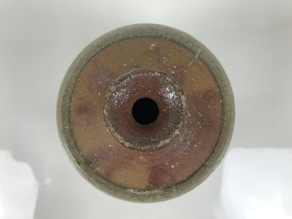 Japanese Ceramic Flower Vase Vtg Ikebana Kabin Brown Round Drip Speckles FK246-KT - Vase-chidorivintage.com