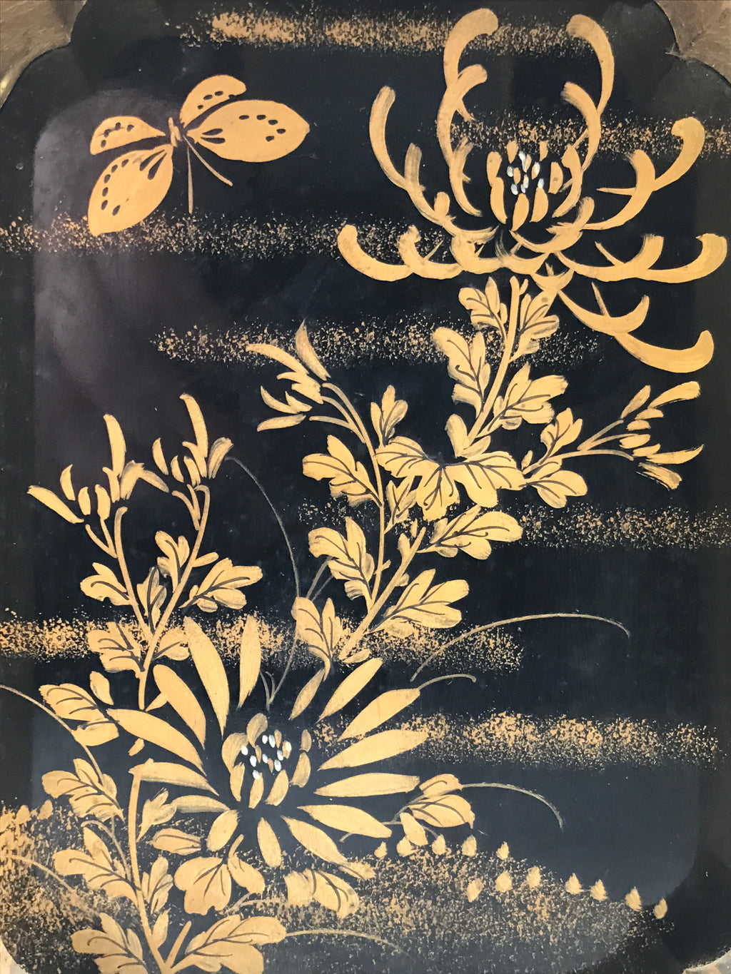 Japanese Buddhist Altar Lacquer Drawer Brass Black Gold Chrysanthemum Makie BP44-OT - Buddhist-chidorivintage.com