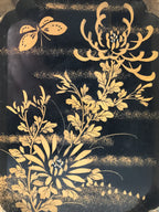 Japanese Buddhist Altar Lacquer Drawer Brass Black Gold Chrysanthemum Makie BP44-OT - Buddhist-chidorivintage.com