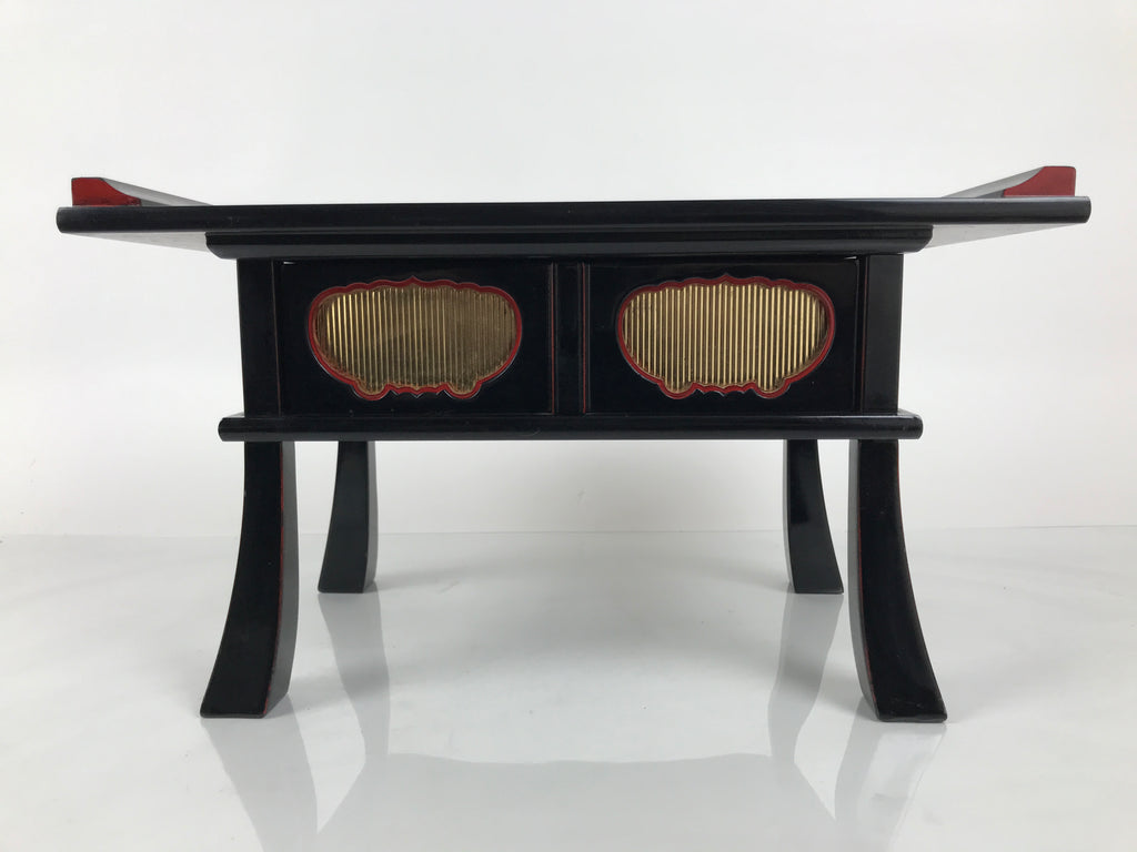 Japanese Buddhist Altar Fitting Lacquer Kyozukue Offering Table Black Red BA979-OT - Buddhist-chidorivintage.com