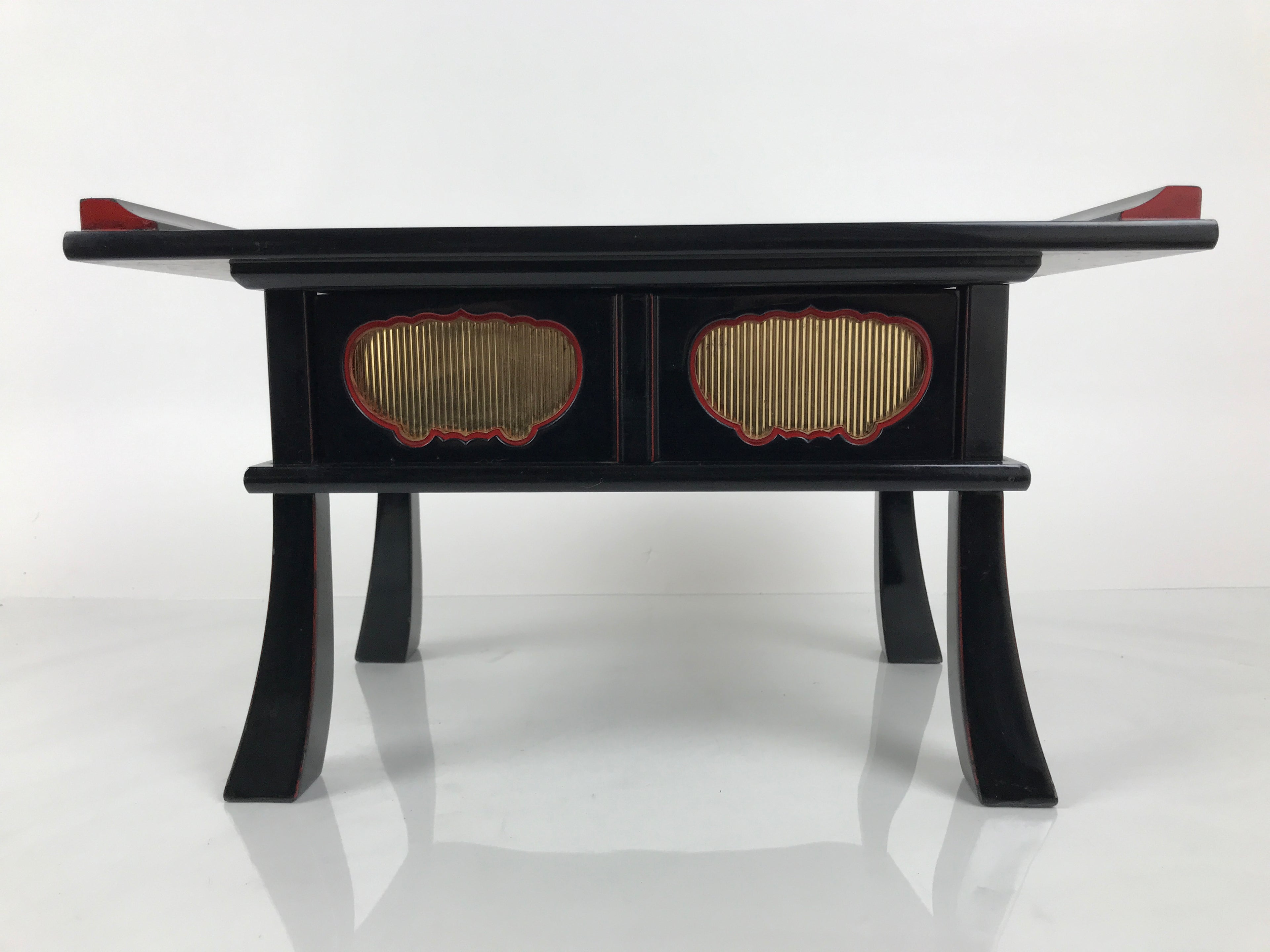 Japanese Buddhist Altar Fitting Lacquer Kyozukue Offering Table Black Red BA979-OT - Buddhist-chidorivintage.com