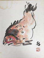 Japanese Shikishi Art Board Vtg Painting Fish Red Snapper Tai Red Pink A875-AD - Painting-chidorivintage.com