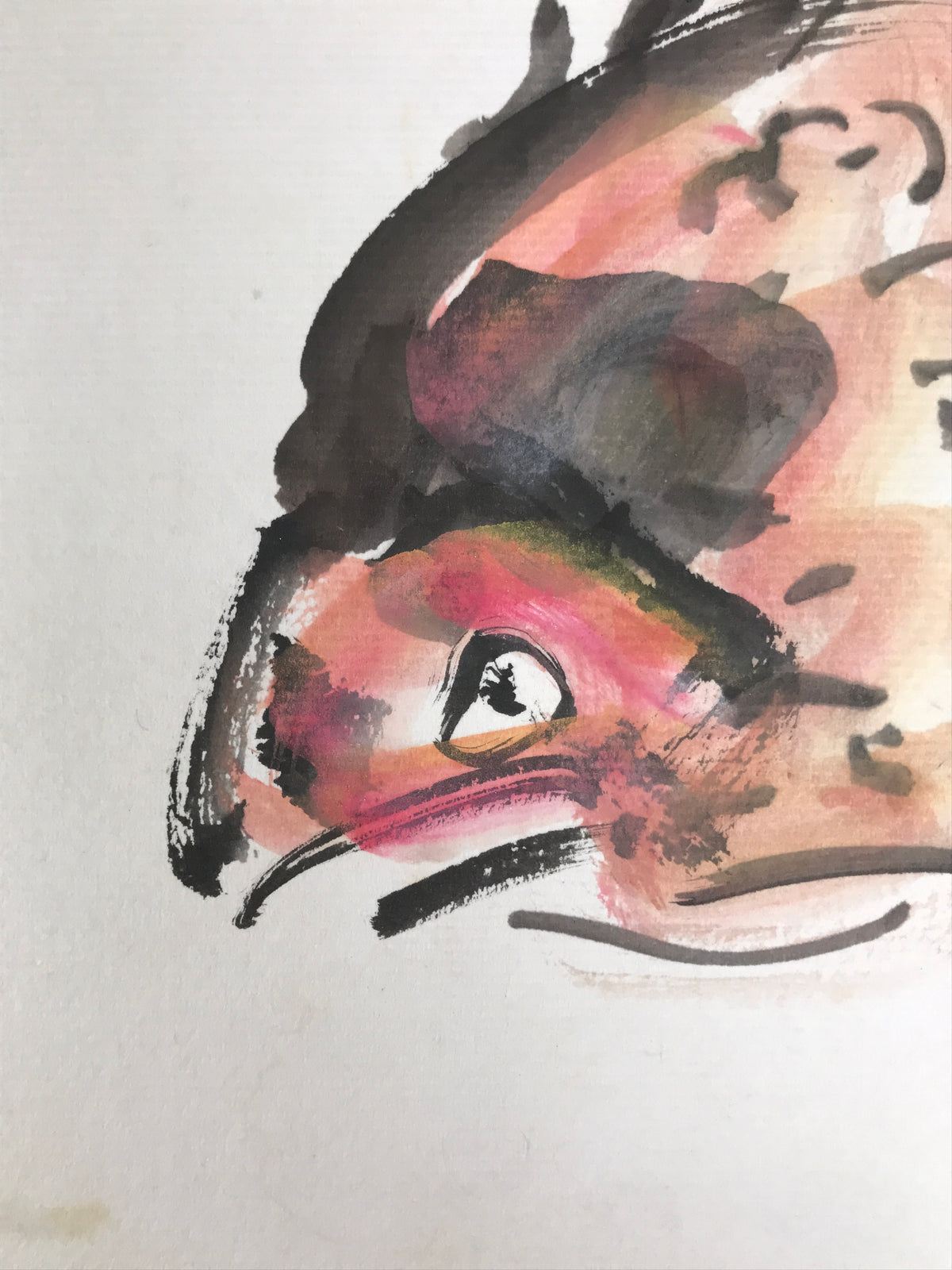Japanese Shikishi Art Board Vtg Painting Fish Red Snapper Tai Red Pink A875-AD - Painting-chidorivintage.com