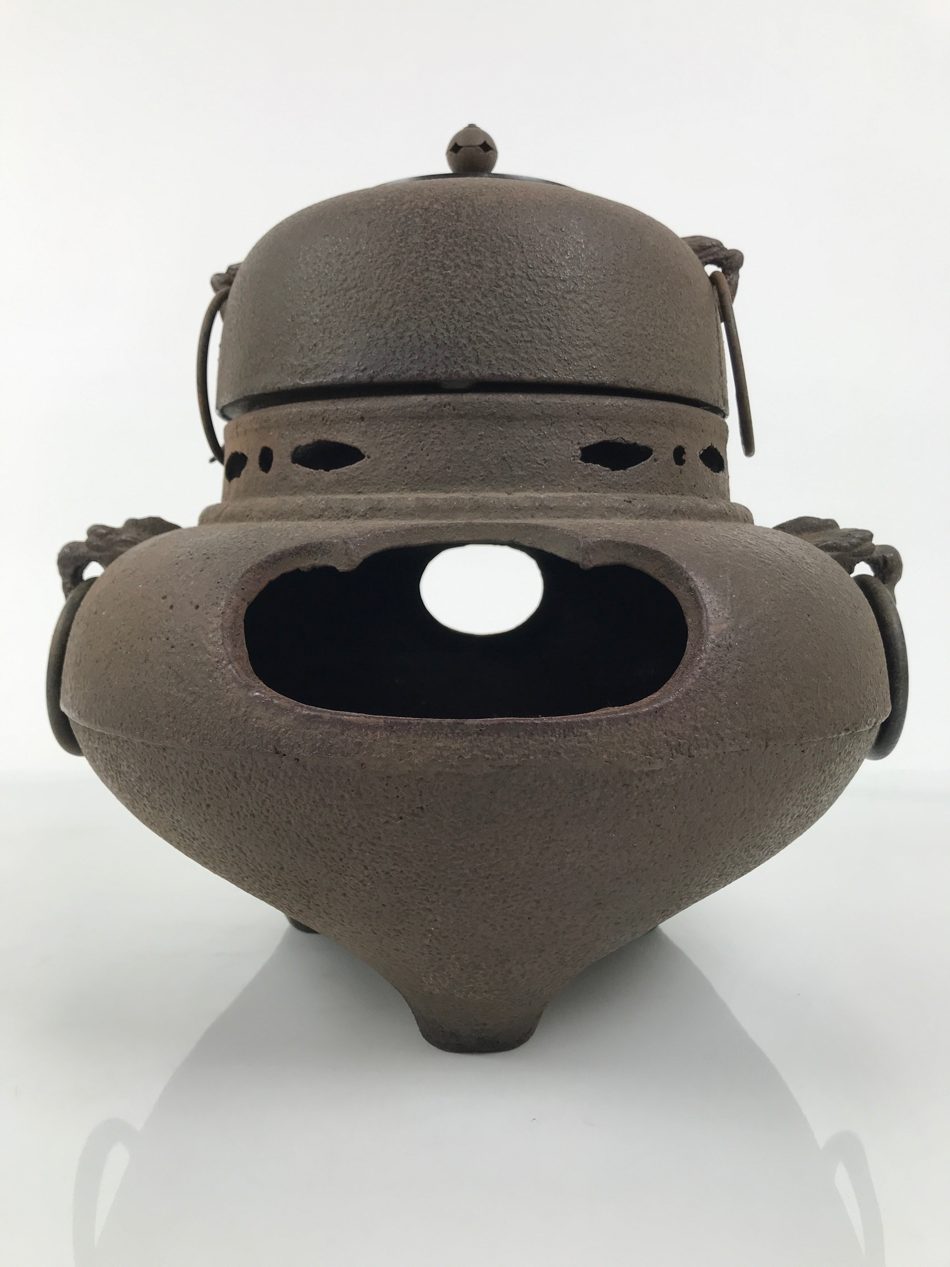 Antique Japanese Cast Iron Kettle Chagama Brazier Furo Set Pot Tea Ceremony C35-KT - Kettle-chidorivintage.com