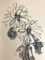 Japanese Shikishi Art Board Vtg Painting Chrysanthemum Flowers Brown Black A837-AD - Painting-chidorivintage.com