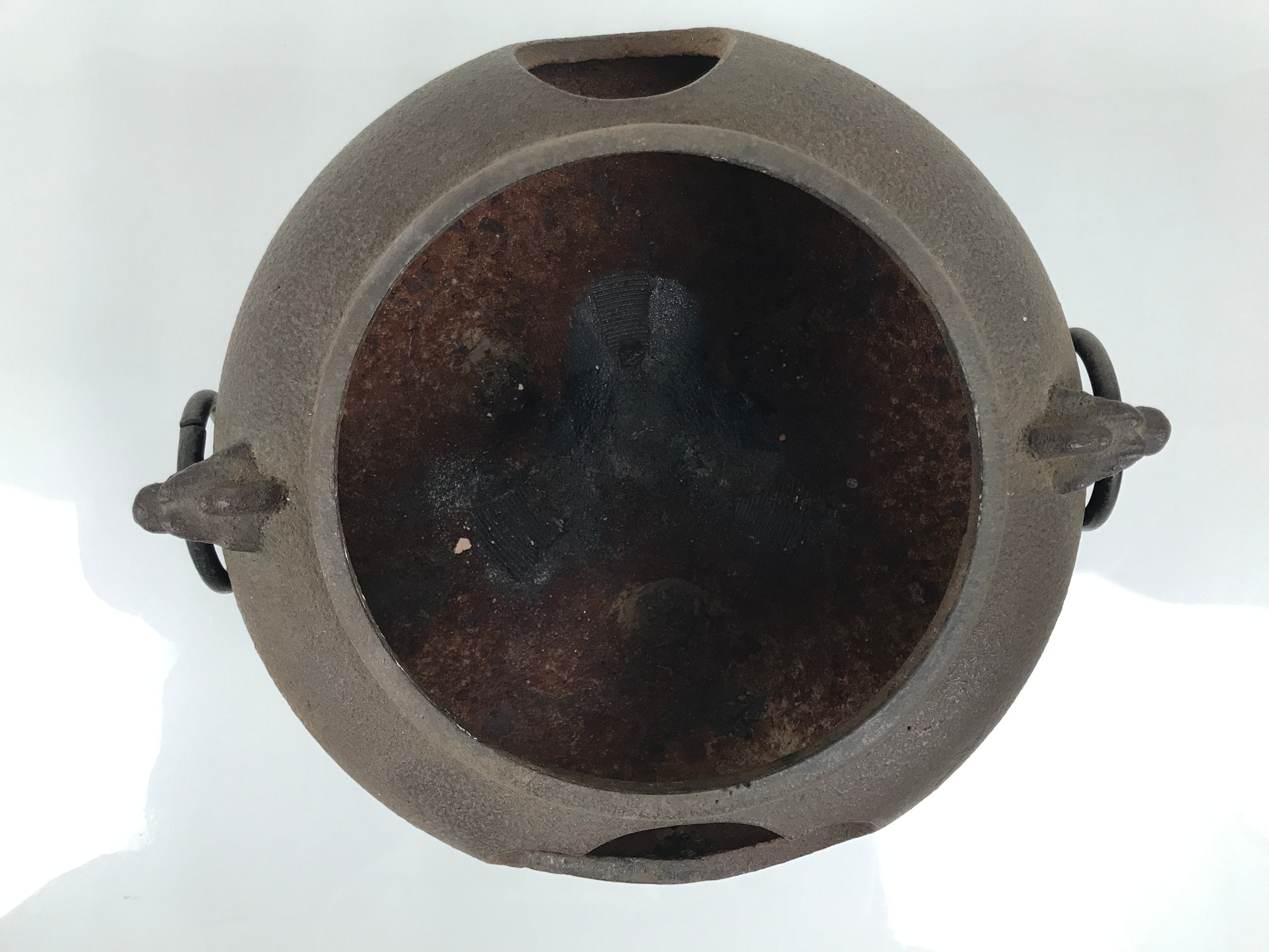 Antique Japanese Cast Iron Kettle Chagama Brazier Furo Set Pot Tea Ceremony C35-KT - Kettle-chidorivintage.com