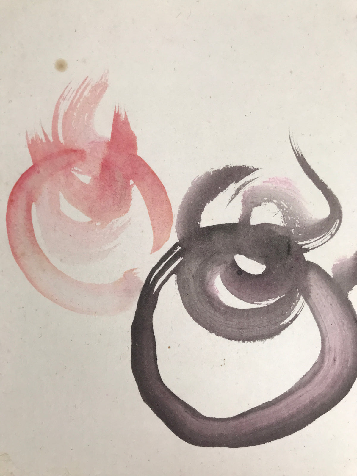 Japanese Shikishi Art Board Vtg Calligraphy Buddhist Flame Jewel Gray Red A879-AD - Painting-chidorivintage.com
