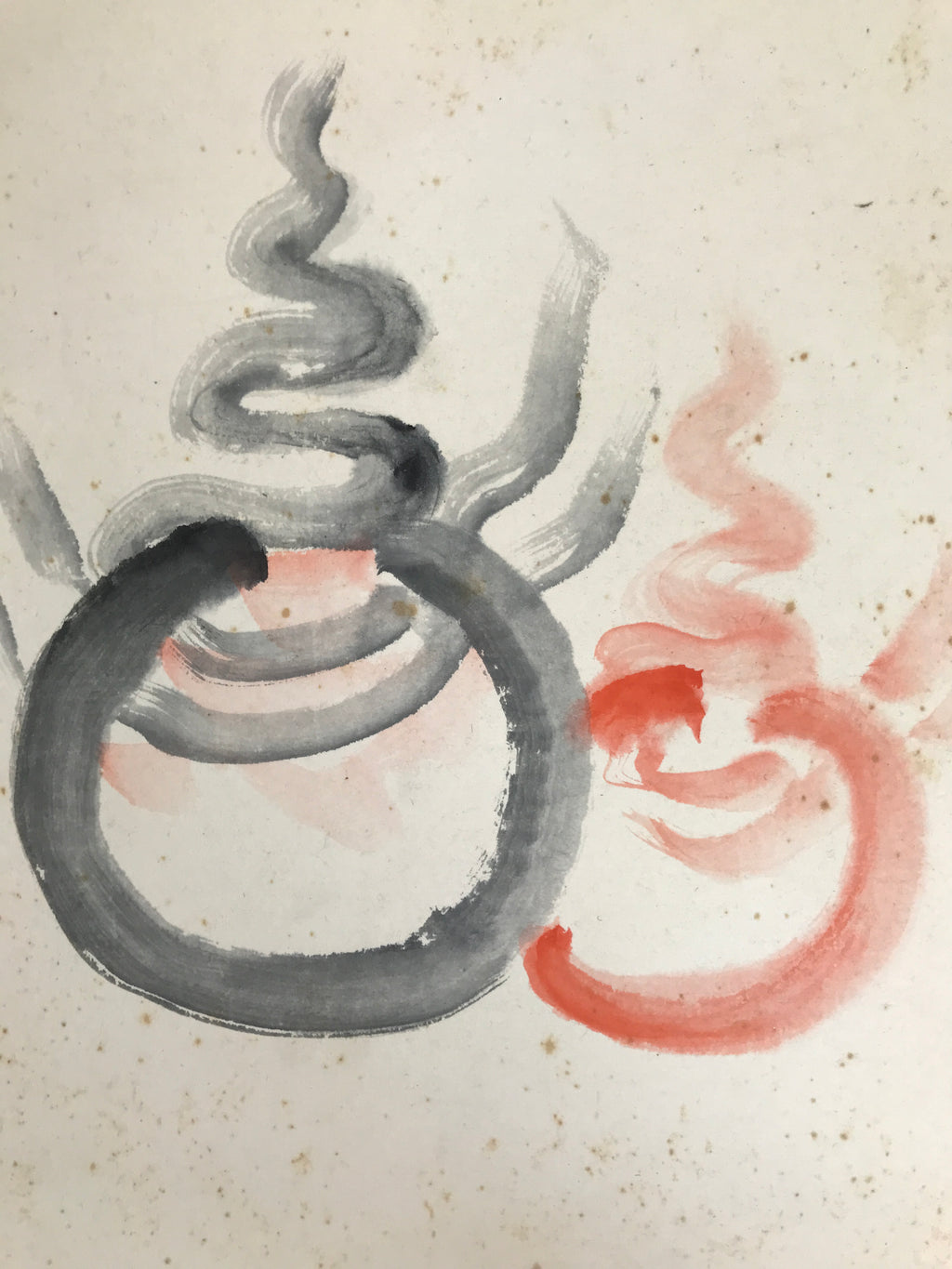 Japanese Shikishi Art Board Vtg Painting Inari Houshu no Tama Fox Flames A838-AD - Painting-chidorivintage.com