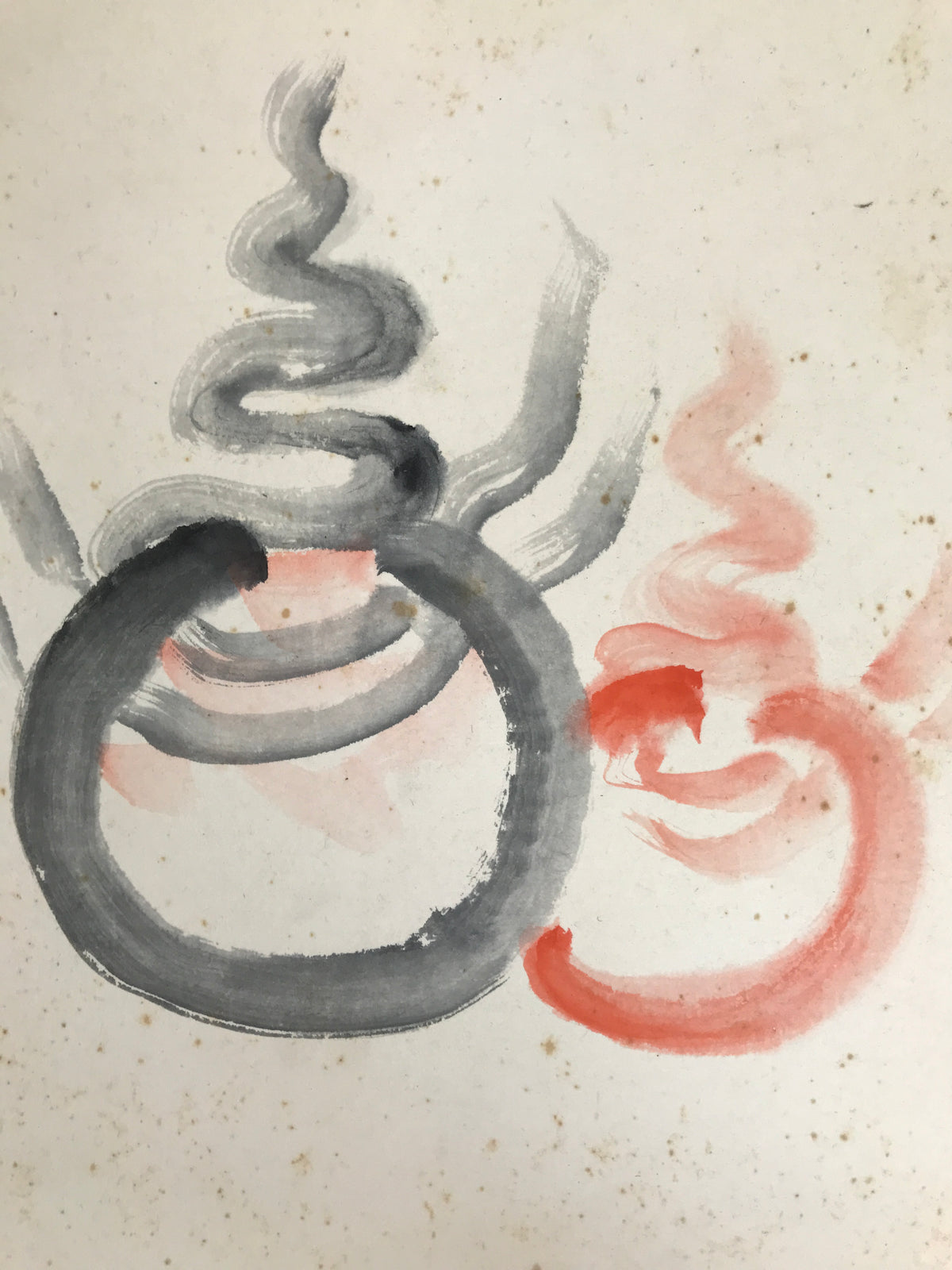 Japanese Shikishi Art Board Vtg Painting Inari Houshu no Tama Fox Flames A838-AD - Painting-chidorivintage.com