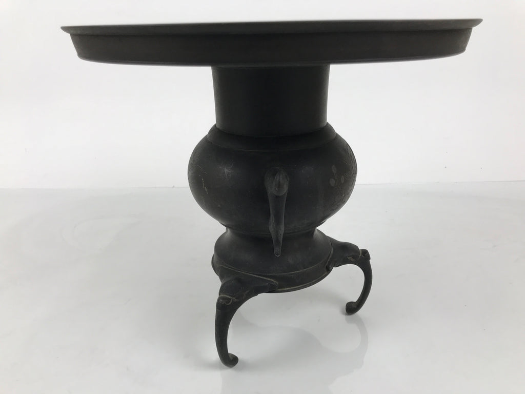 Antique Japanese Bronze Usubata Flower Vase Ikebana Arrangement 2pc Kabin UB66-KT - Vase-chidorivintage.com