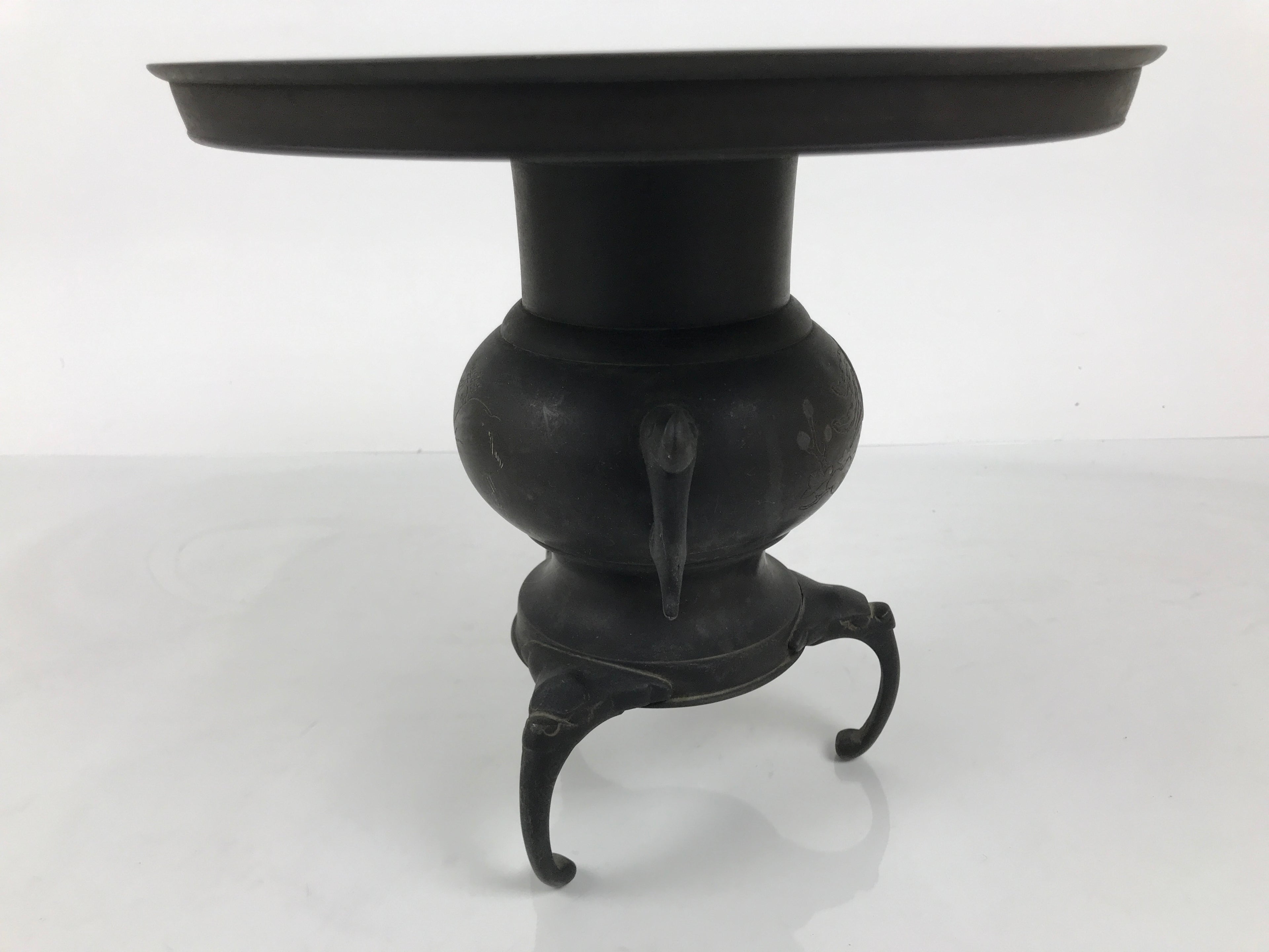 Antique Japanese Bronze Usubata Flower Vase Ikebana Arrangement 2pc Kabin UB66-KT - Vase-chidorivintage.com