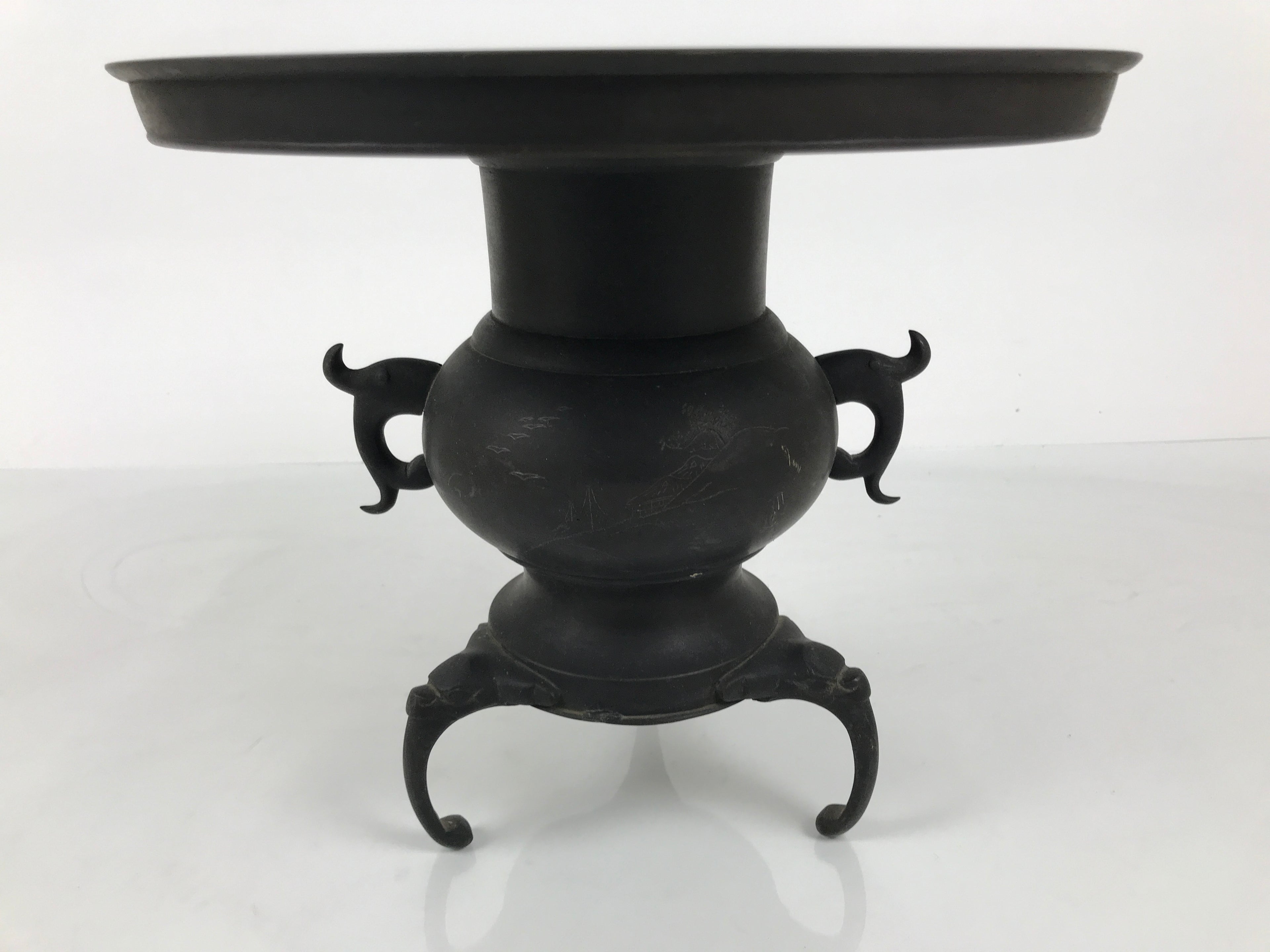 Antique Japanese Bronze Usubata Flower Vase Ikebana Arrangement 2pc Kabin UB66-KT - Vase-chidorivintage.com
