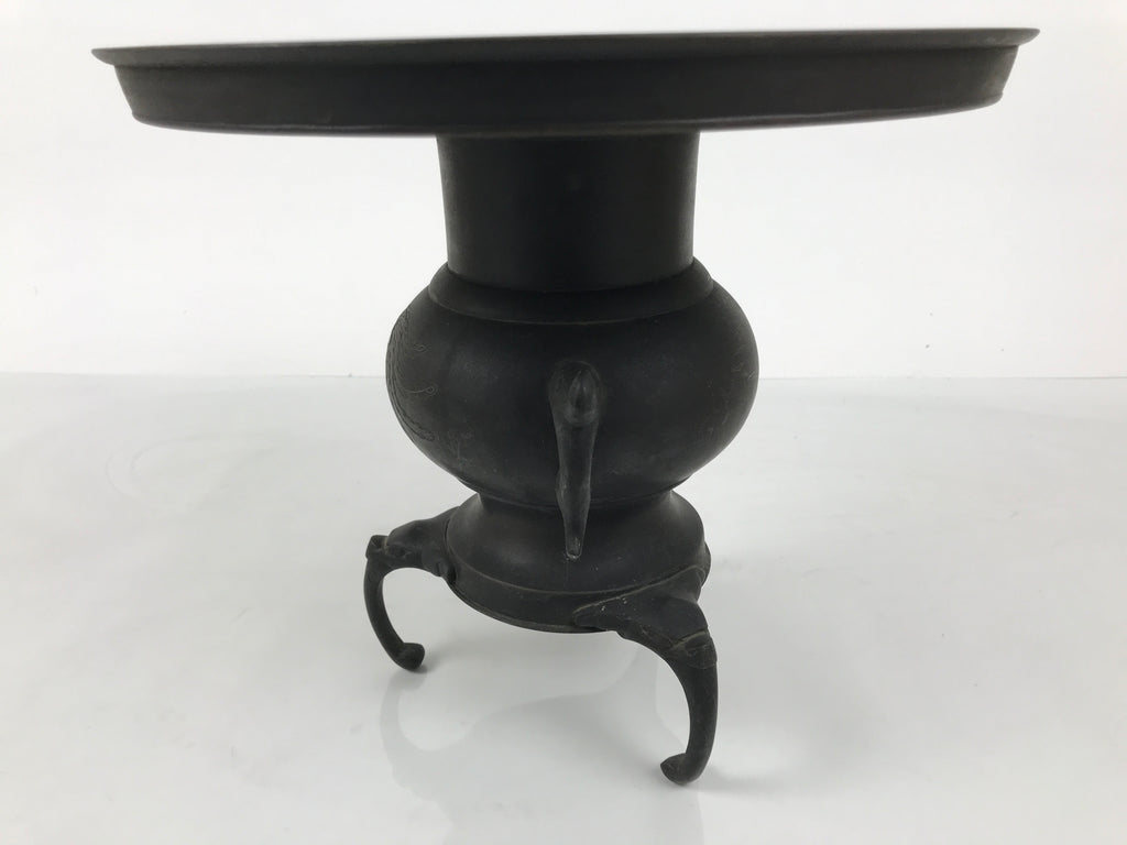 Antique Japanese Bronze Usubata Flower Vase Ikebana Arrangement 2pc Kabin UB66-KT - Vase-chidorivintage.com