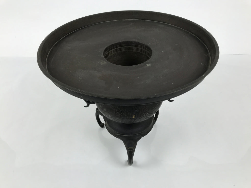 Antique Japanese Bronze Usubata Flower Vase Ikebana Arrangement 2pc Kabin UB66-KT - Vase-chidorivintage.com