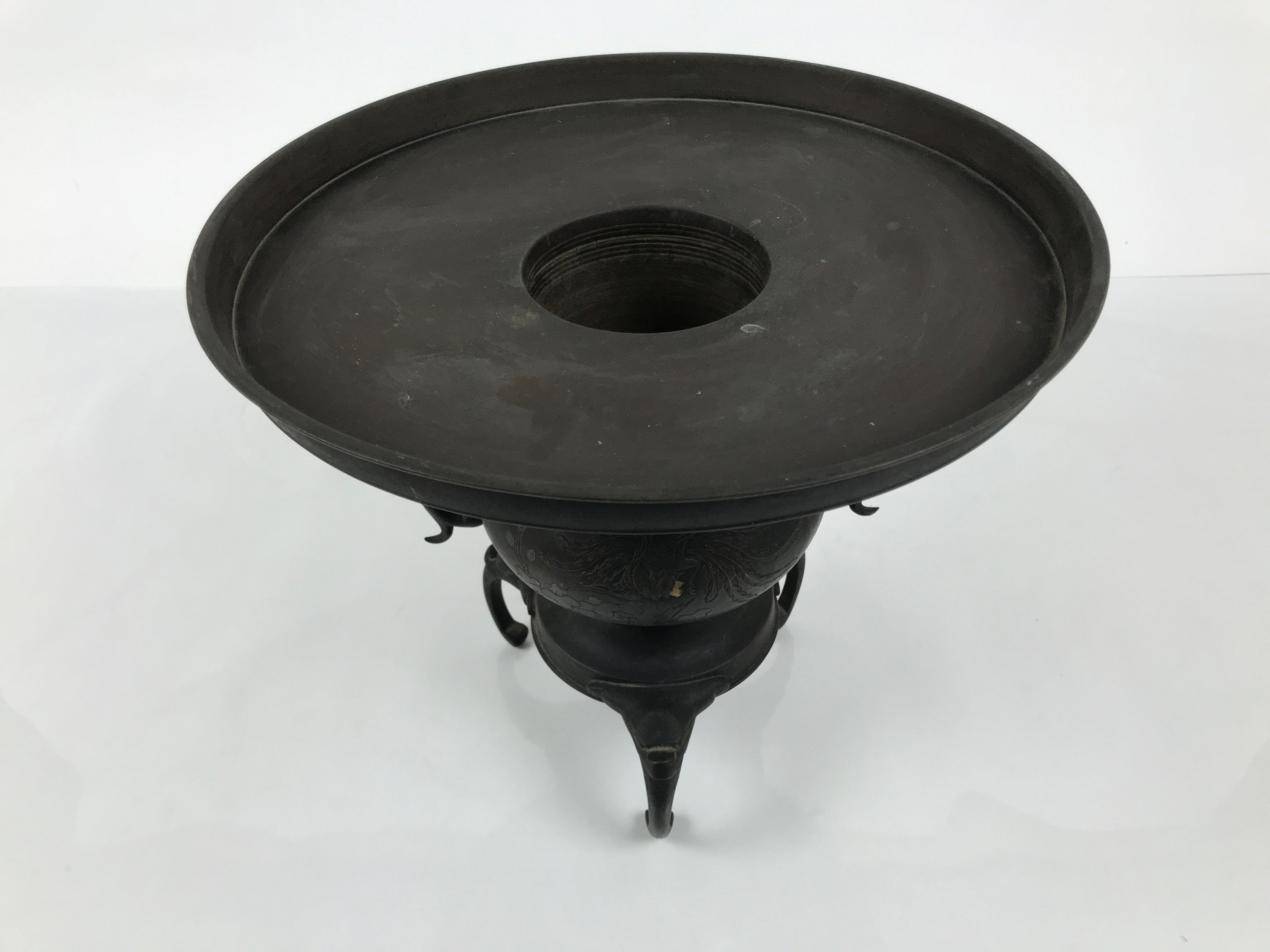 Antique Japanese Bronze Usubata Flower Vase Ikebana Arrangement 2pc Kabin UB66-KT - Vase-chidorivintage.com