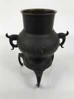 Antique Japanese Bronze Usubata Flower Vase Ikebana Arrangement 2pc Kabin UB66-KT - Vase-chidorivintage.com