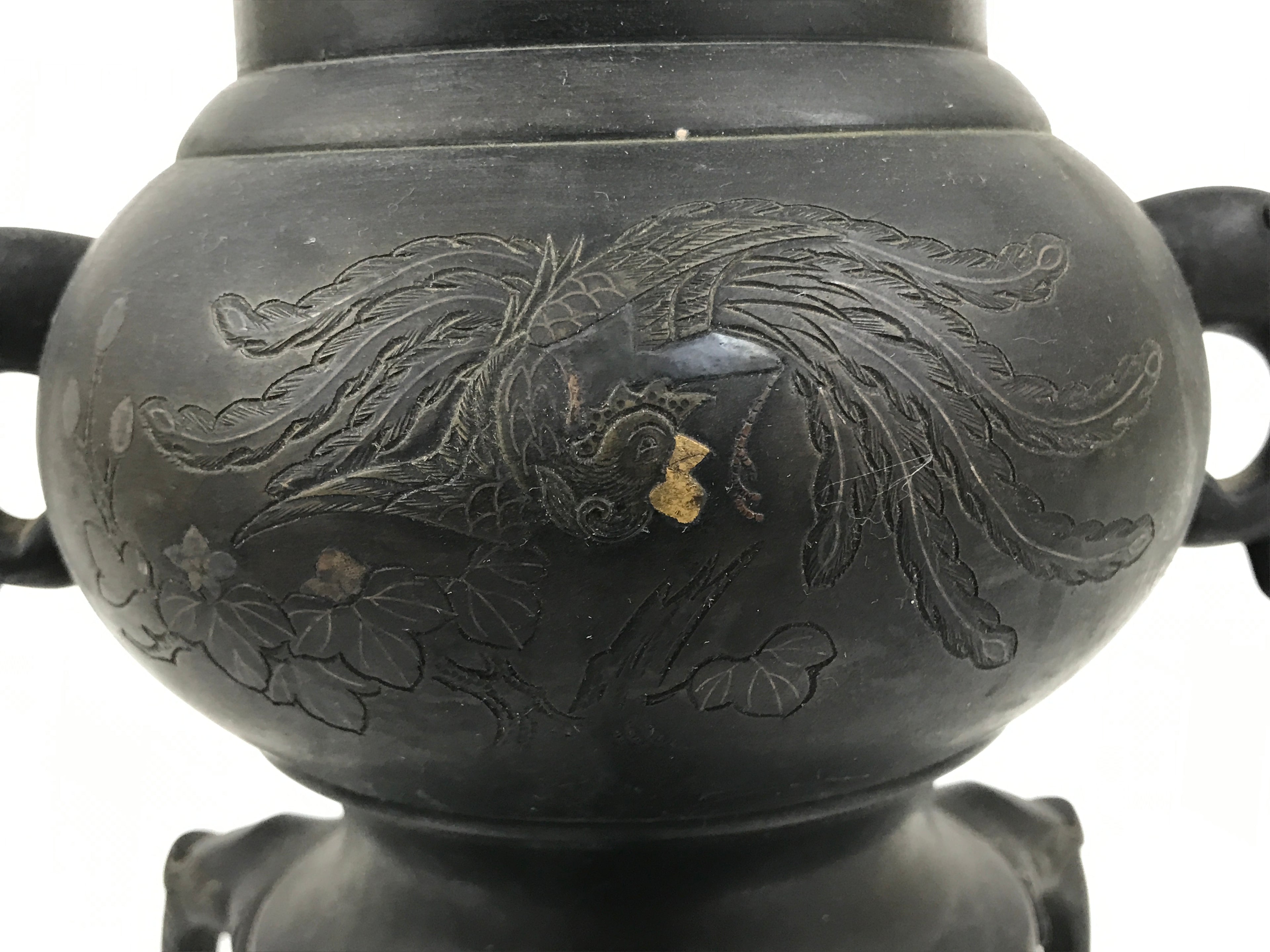 Antique Japanese Bronze Usubata Flower Vase Ikebana Arrangement 2pc Kabin UB66-KT - Vase-chidorivintage.com
