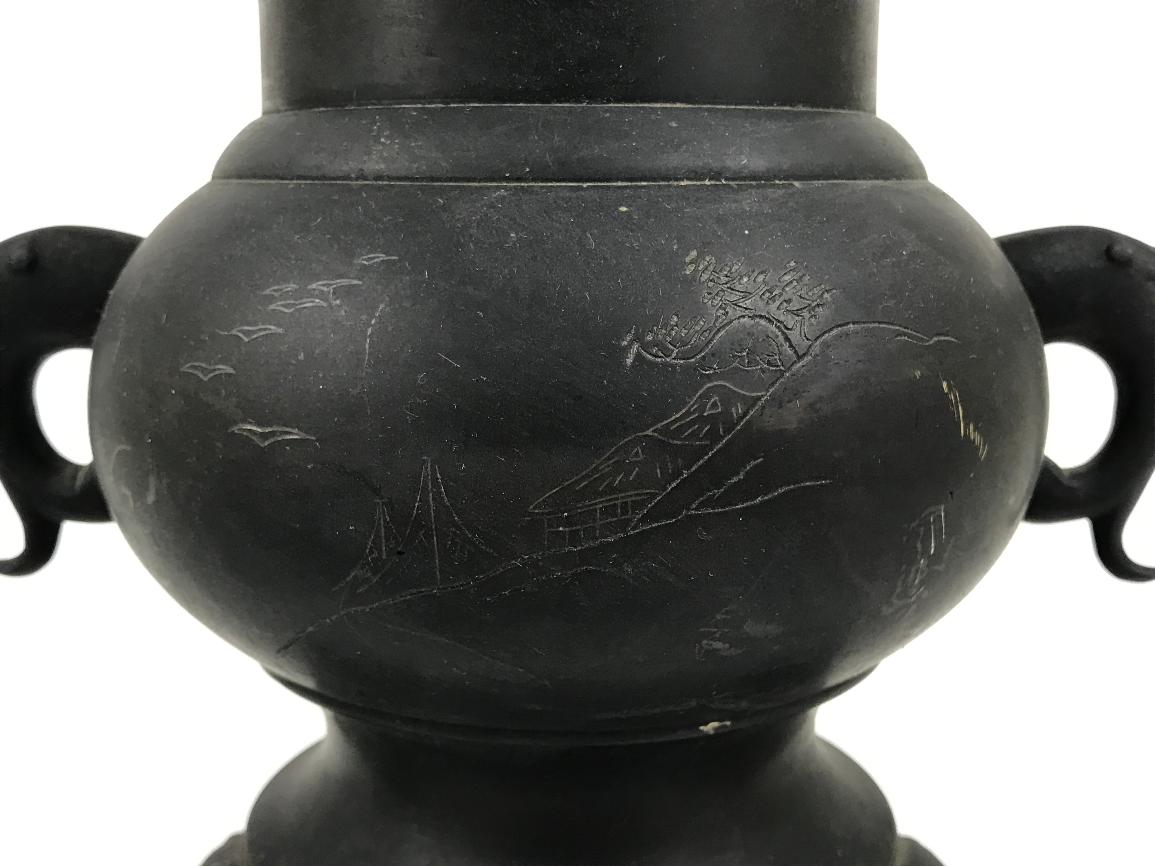 Antique Japanese Bronze Usubata Flower Vase Ikebana Arrangement 2pc Kabin UB66-KT - Vase-chidorivintage.com
