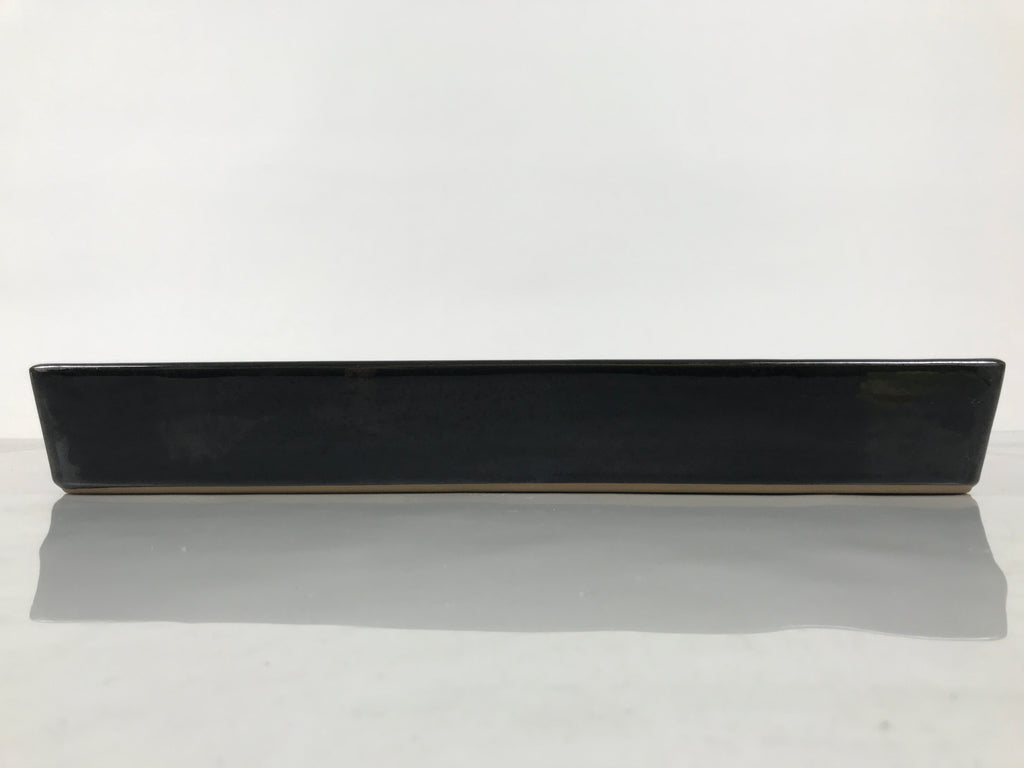 Japanese Ceramic Suiban Flower Vase Vtg Pottery Ikebana Accessory Black Y583-KT - Vase-chidorivintage.com