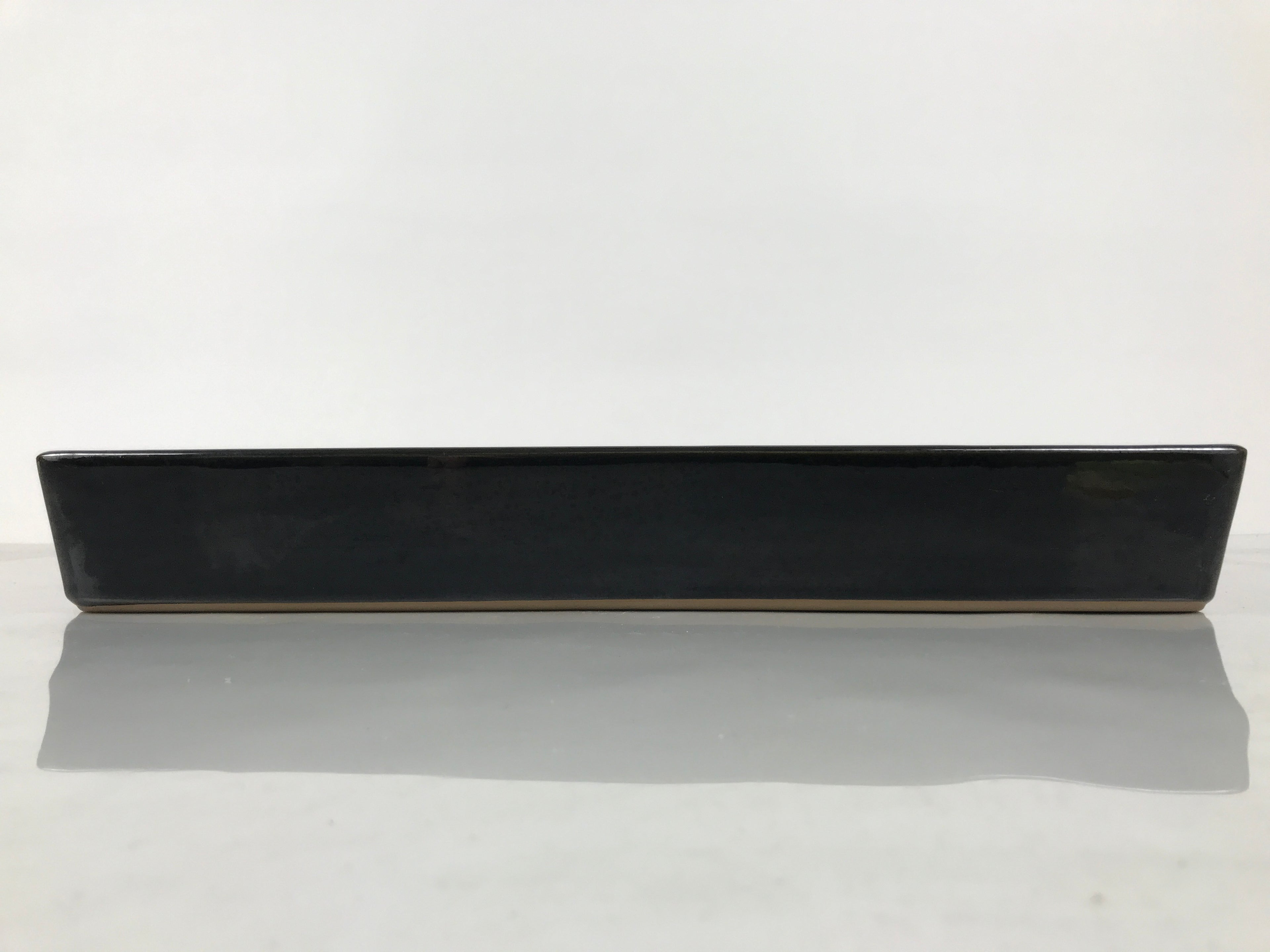Japanese Ceramic Suiban Flower Vase Vtg Pottery Ikebana Accessory Black Y583-KT - Vase-chidorivintage.com