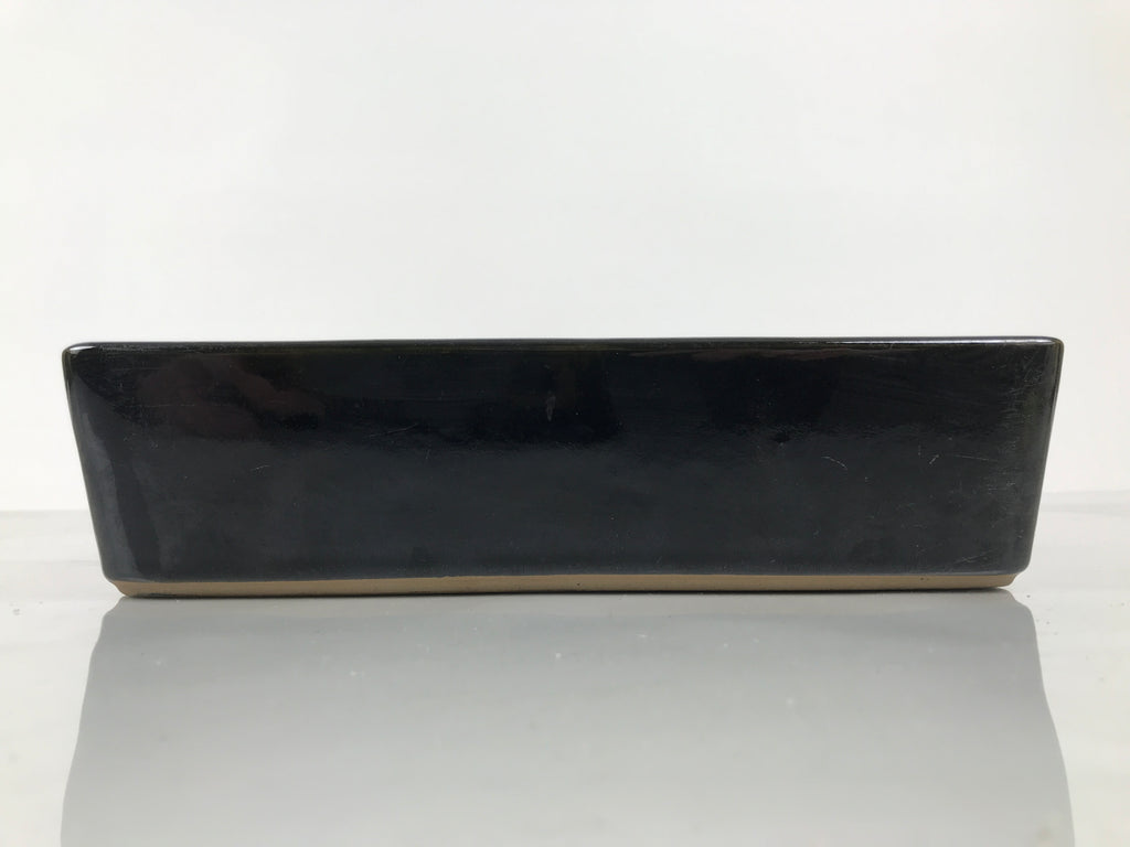 Japanese Ceramic Suiban Flower Vase Vtg Pottery Ikebana Accessory Black Y583-KT - Vase-chidorivintage.com