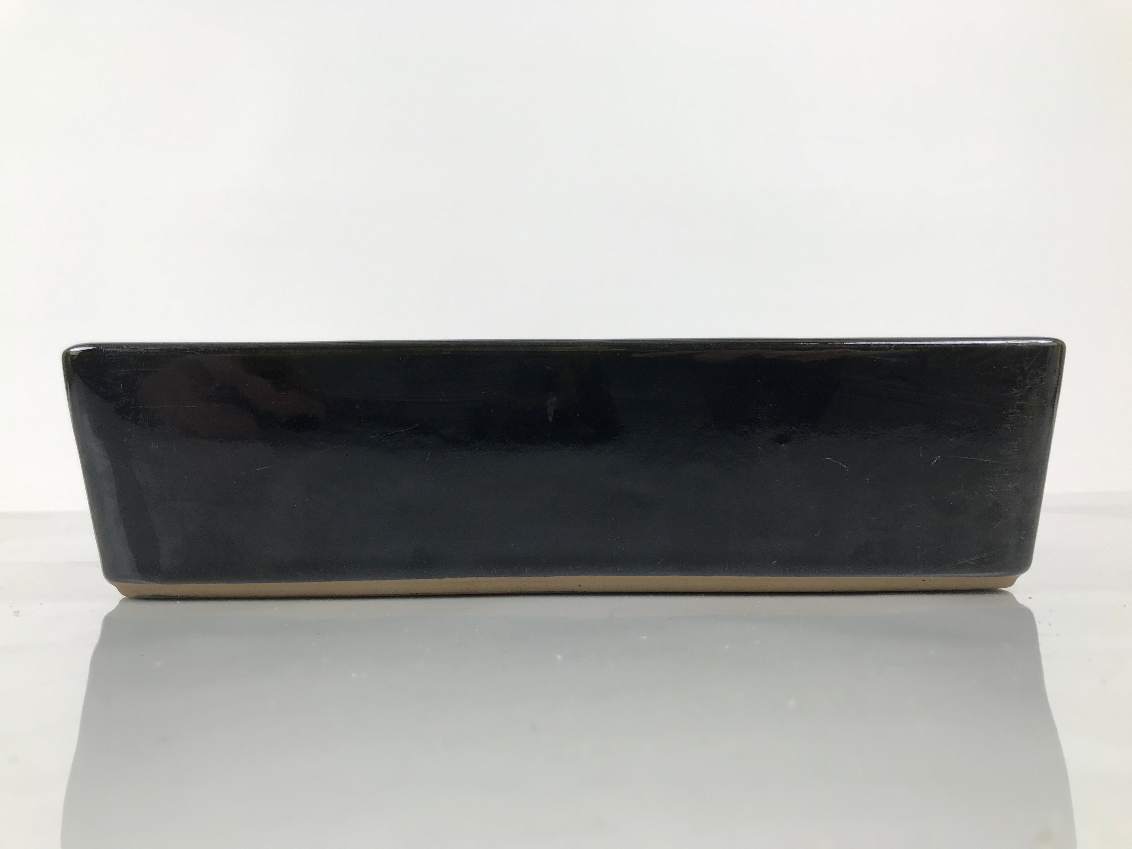 Japanese Ceramic Suiban Flower Vase Vtg Pottery Ikebana Accessory Black Y583-KT - Vase-chidorivintage.com