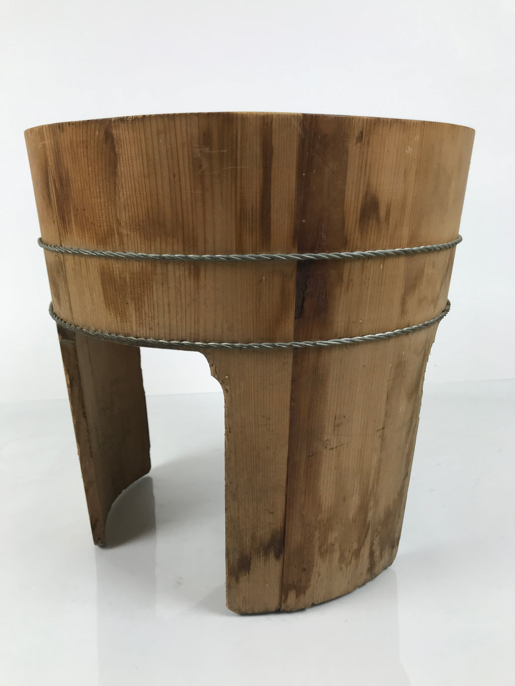 Japanese Handmade Natural Wood High Bucket Vtg Chozuoke Oke Legs Water BK58-OT - Wood-chidorivintage.com