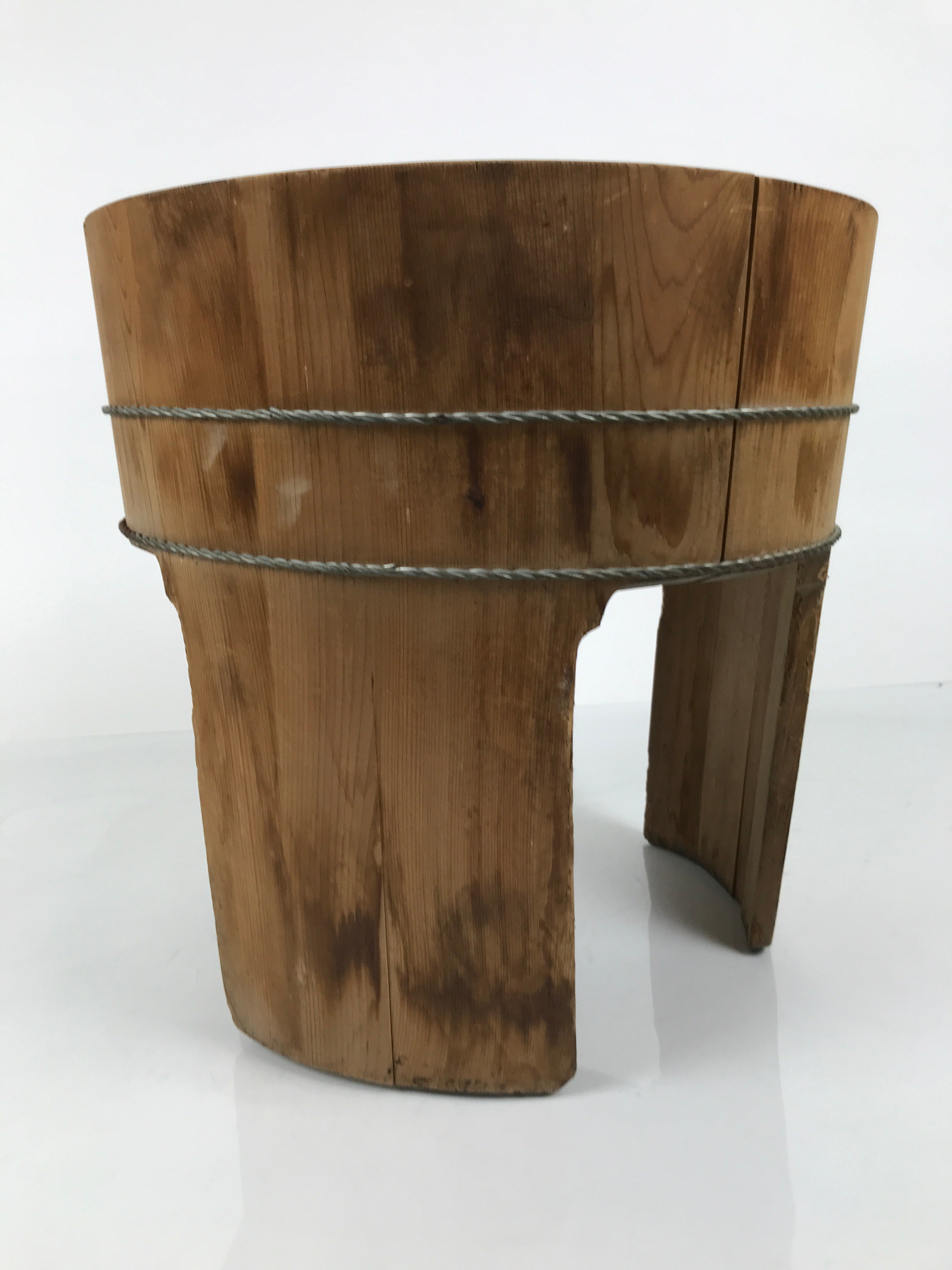 Japanese Handmade Natural Wood High Bucket Vtg Chozuoke Oke Legs Water BK58-OT - Wood-chidorivintage.com