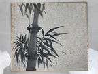 Japanese Shikishi Art Board Vtg Painting Black White Bamboo Stalk Leaves A842-AD - Painting-chidorivintage.com