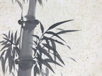 Japanese Shikishi Art Board Vtg Painting Black White Bamboo Stalk Leaves A842-AD - Painting-chidorivintage.com