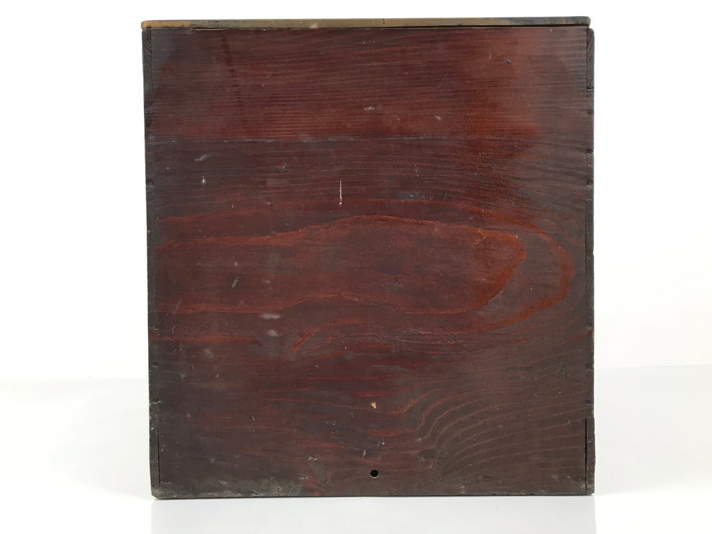 Antique Japanese Wooden Lacquerware Storage Box Inside 35x35x35cm Lid Brown X229-FB - Wooden Box-chidorivintage.com