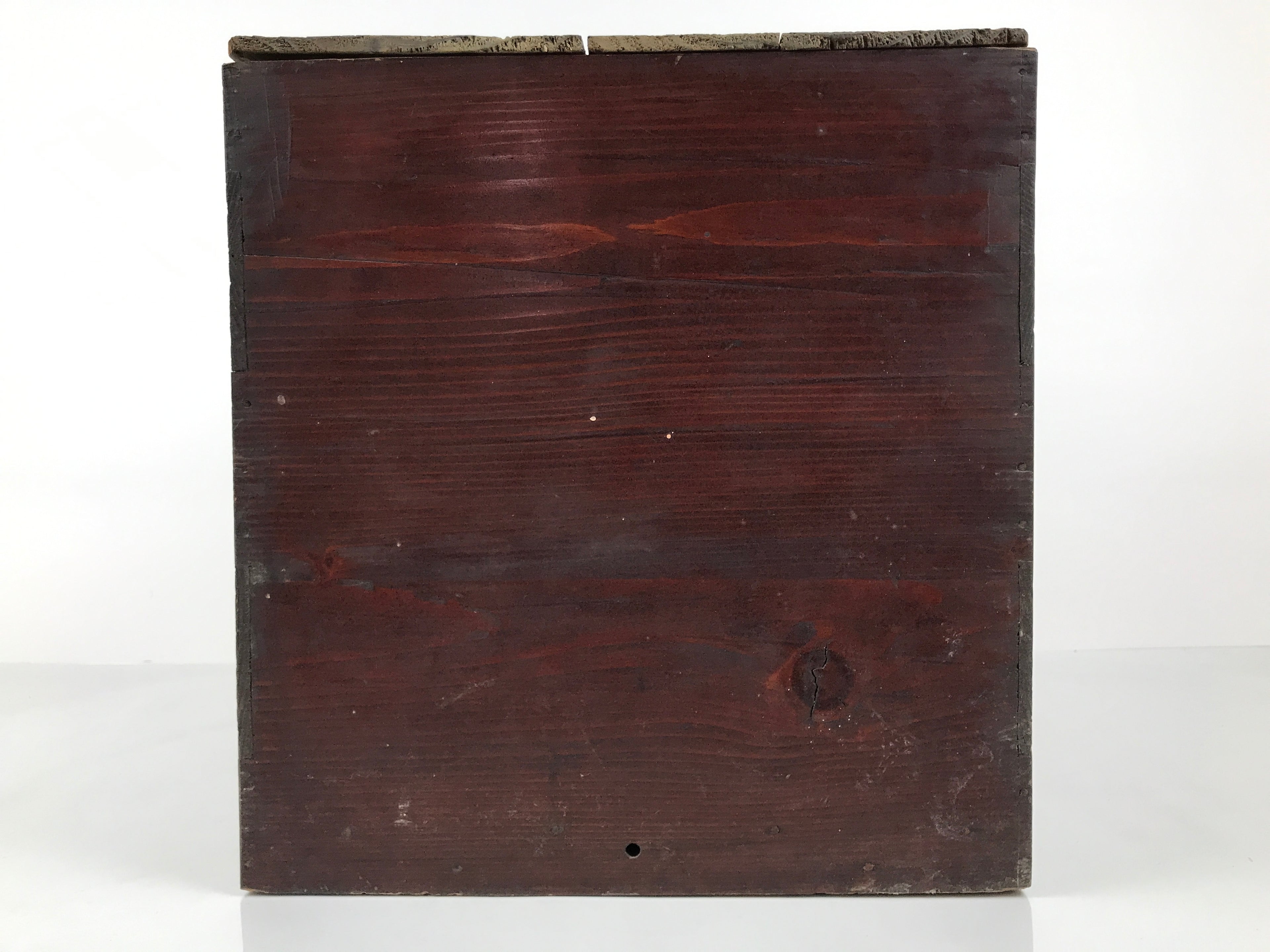 Antique Japanese Wooden Lacquerware Storage Box Inside 35x35x35cm Lid Brown X229-FB - Wooden Box-chidorivintage.com