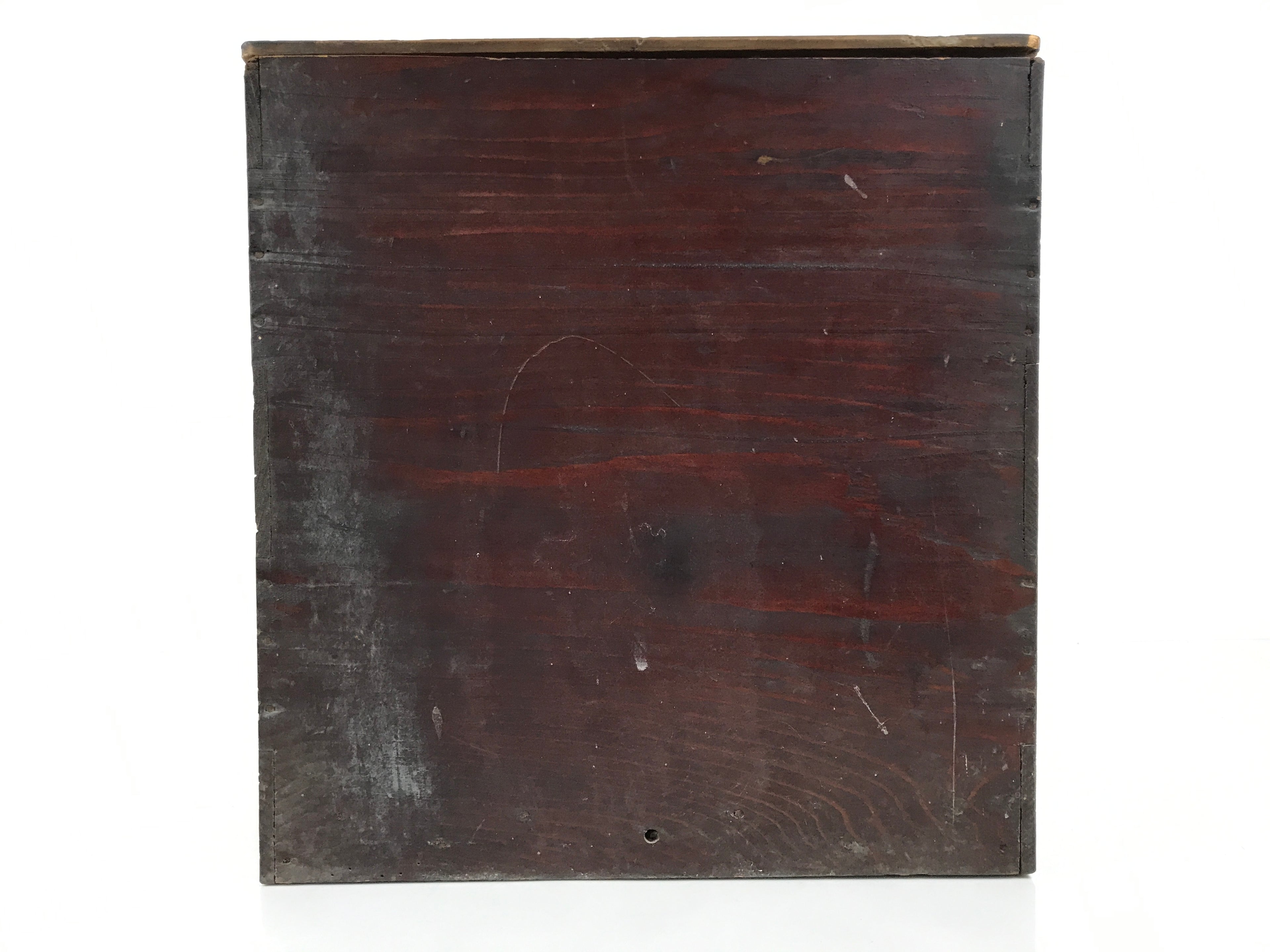 Antique Japanese Wooden Lacquerware Storage Box Inside 35x35x35cm Lid Brown X229-FB - Wooden Box-chidorivintage.com