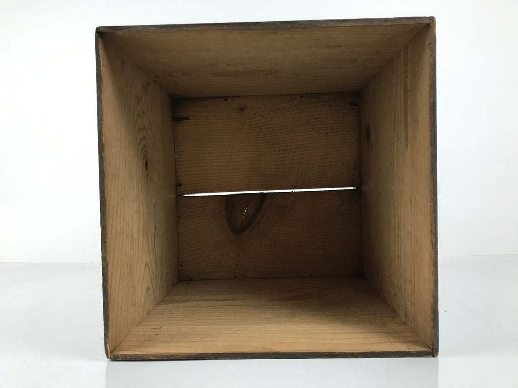 Antique Japanese Wooden Lacquerware Storage Box Inside 35x35x35cm Lid Brown X229-FB - Wooden Box-chidorivintage.com