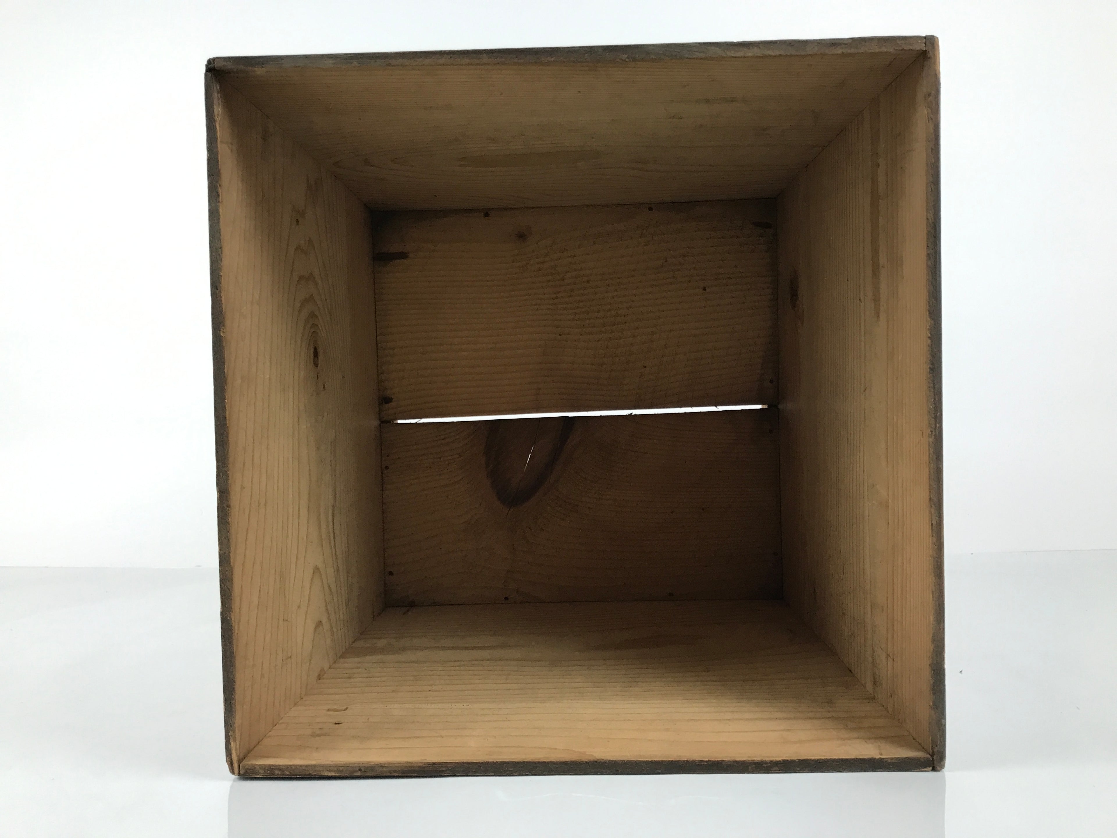 Antique Japanese Wooden Lacquerware Storage Box Inside 35x35x35cm Lid Brown X229-FB - Wooden Box-chidorivintage.com