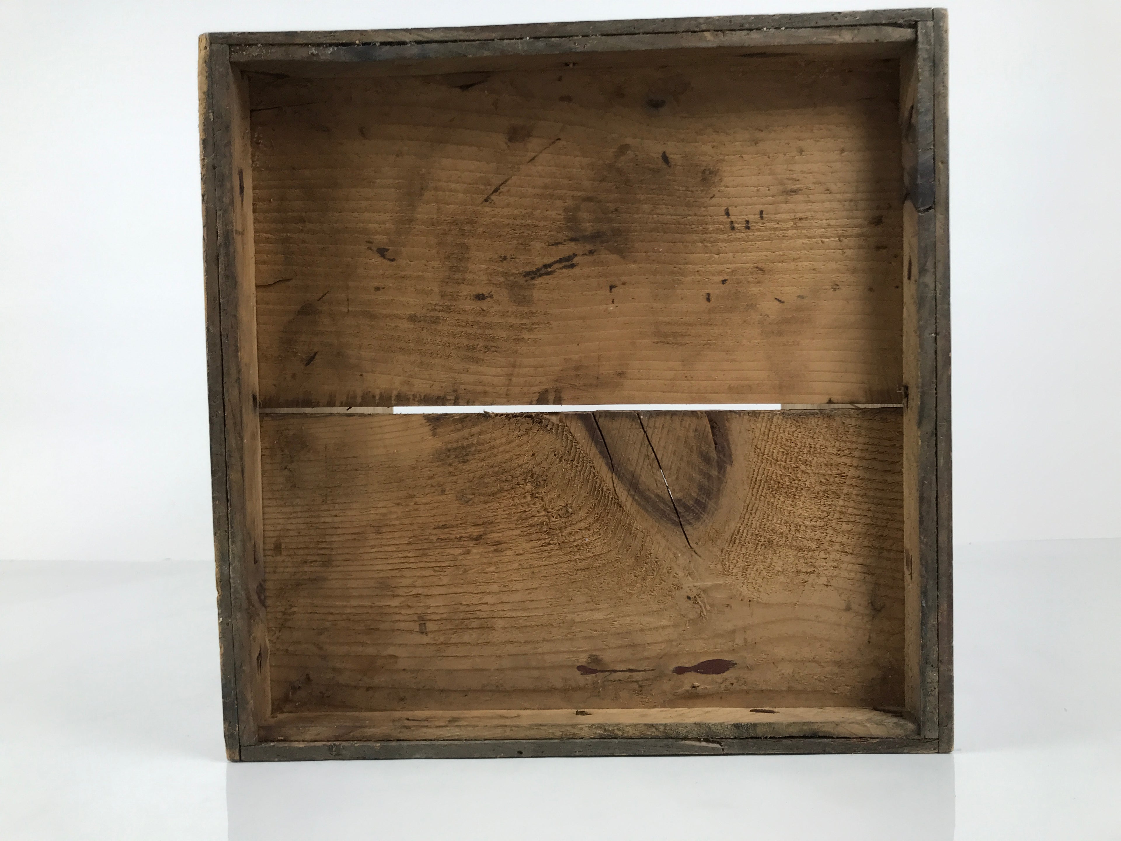 Antique Japanese Wooden Lacquerware Storage Box Inside 35x35x35cm Lid Brown X229-FB - Wooden Box-chidorivintage.com