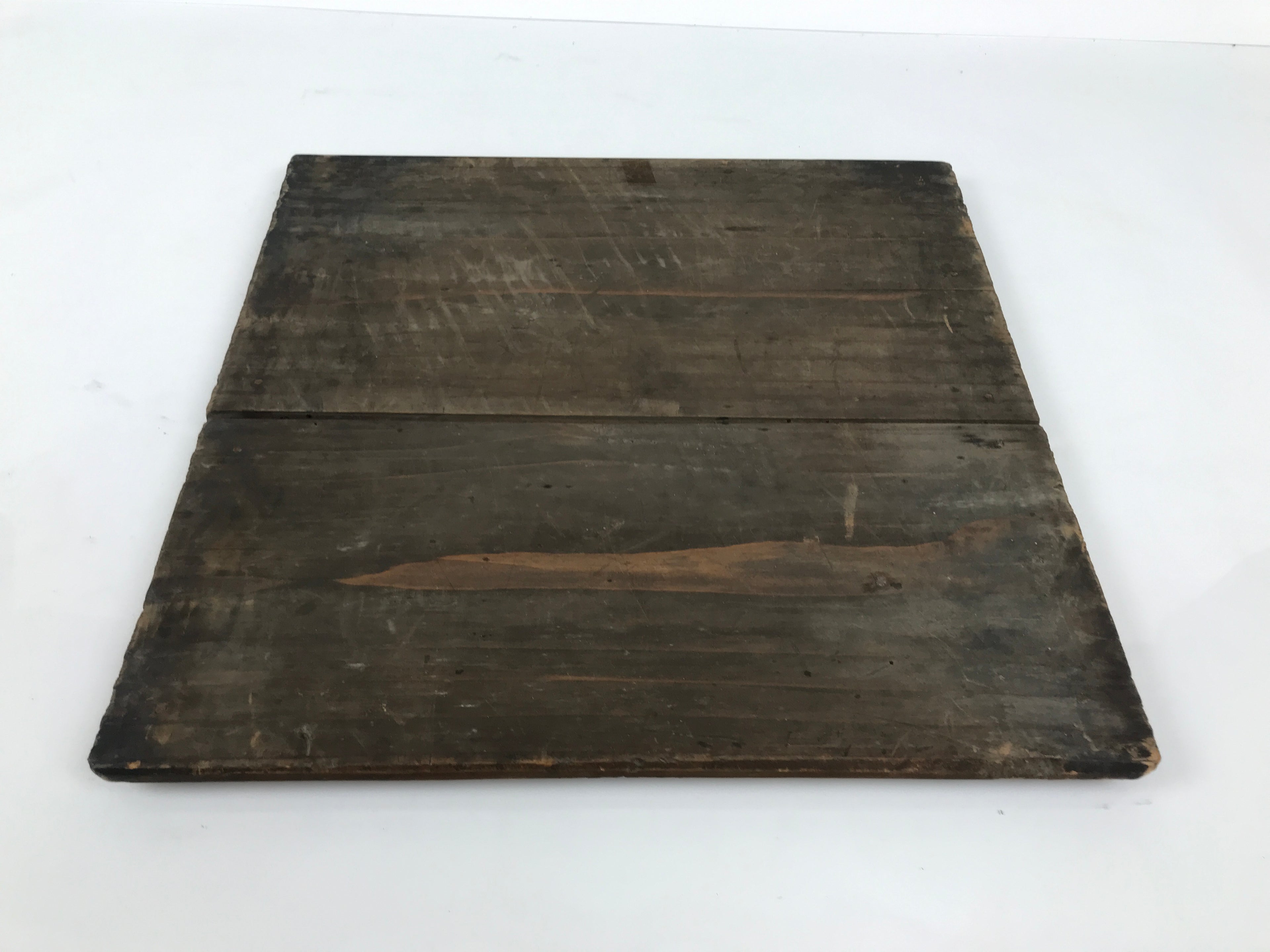 Antique Japanese Wooden Lacquerware Storage Box Inside 35x35x35cm Lid Brown X229-FB - Wooden Box-chidorivintage.com