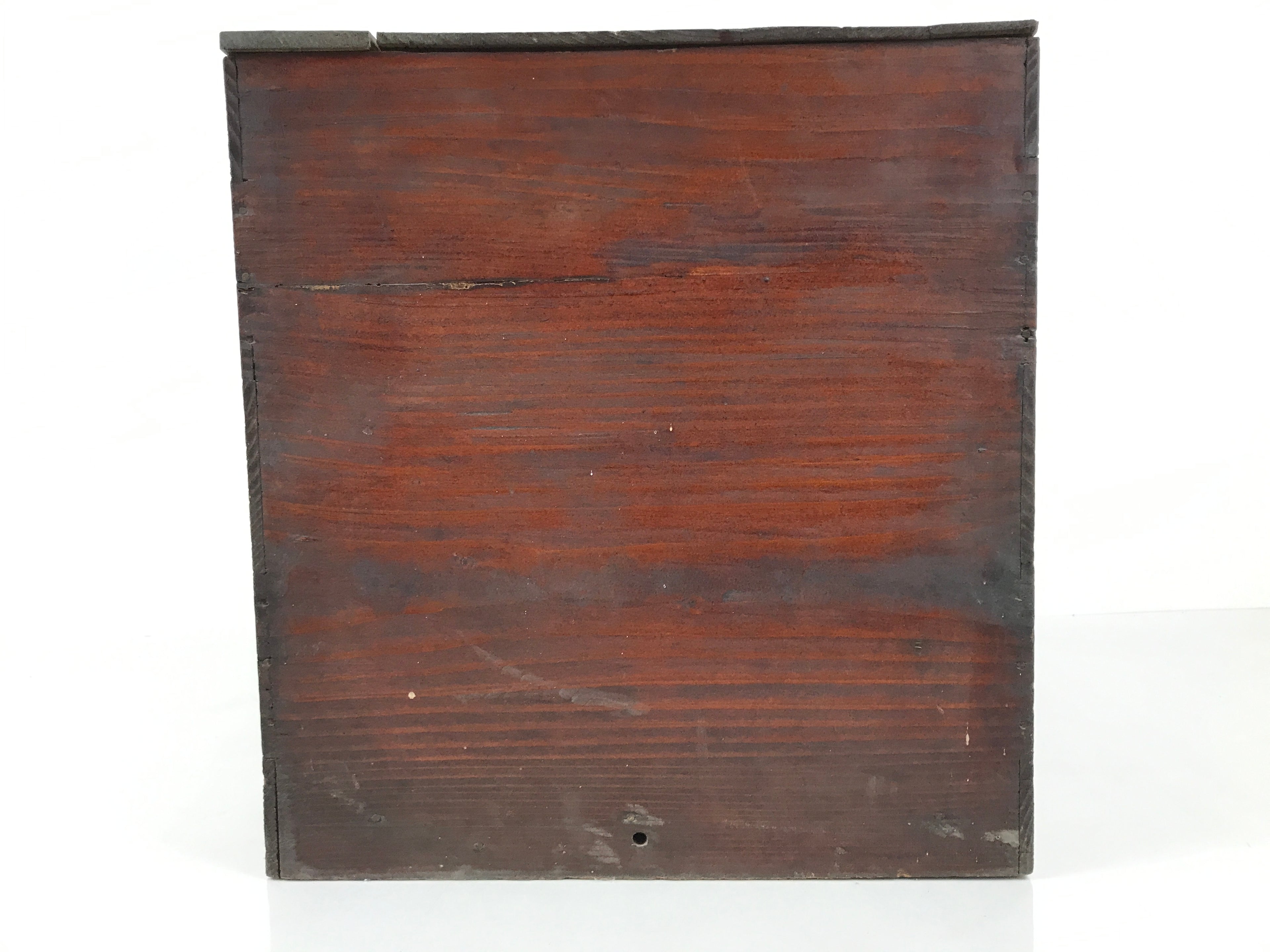 Antique Japanese Wooden Lacquerware Storage Box Inside 35x35x35cm Lid Brown X230-FB - Wooden Box-chidorivintage.com
