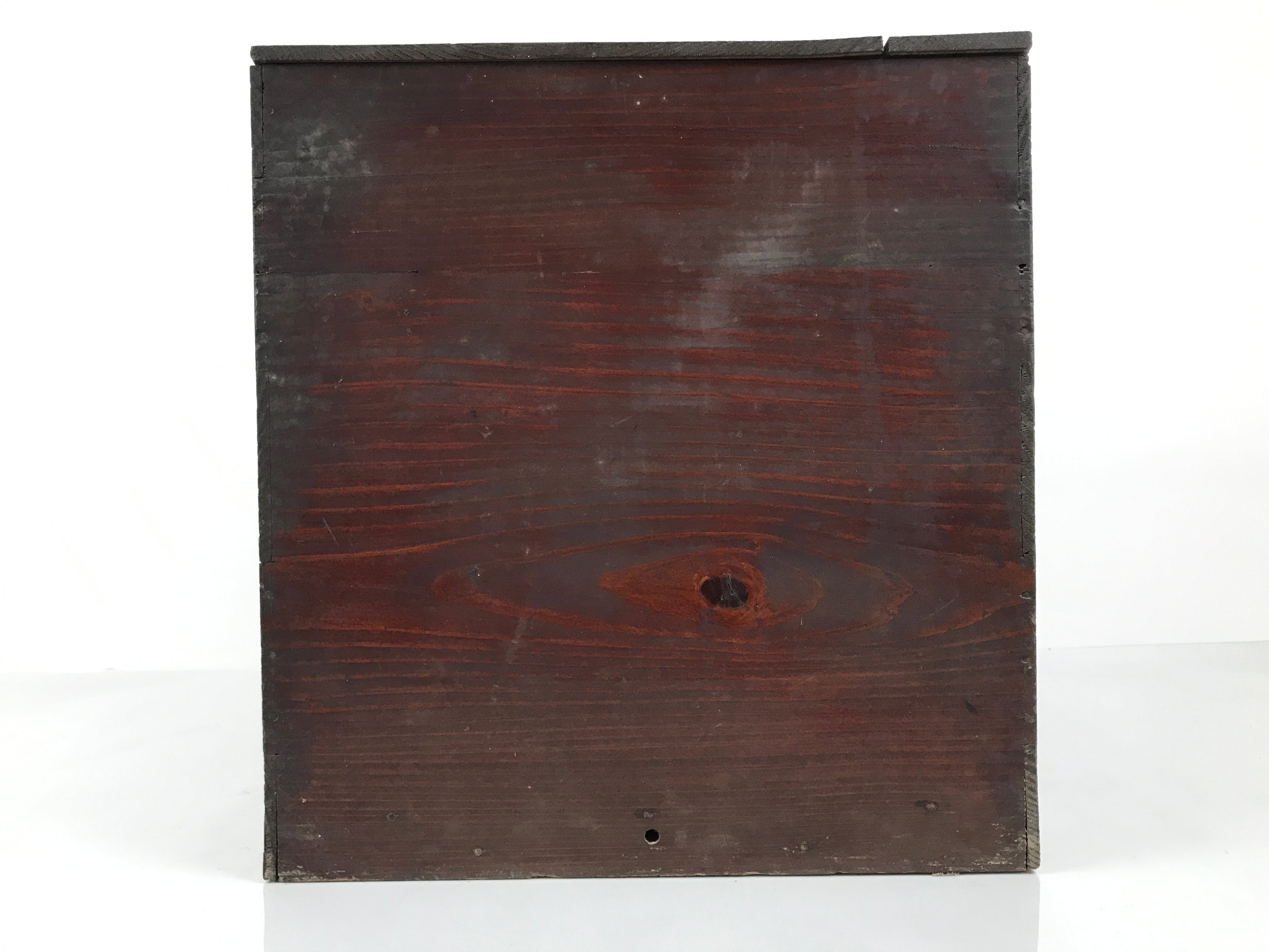 Antique Japanese Wooden Lacquerware Storage Box Inside 35x35x35cm Lid Brown X230-FB - Wooden Box-chidorivintage.com