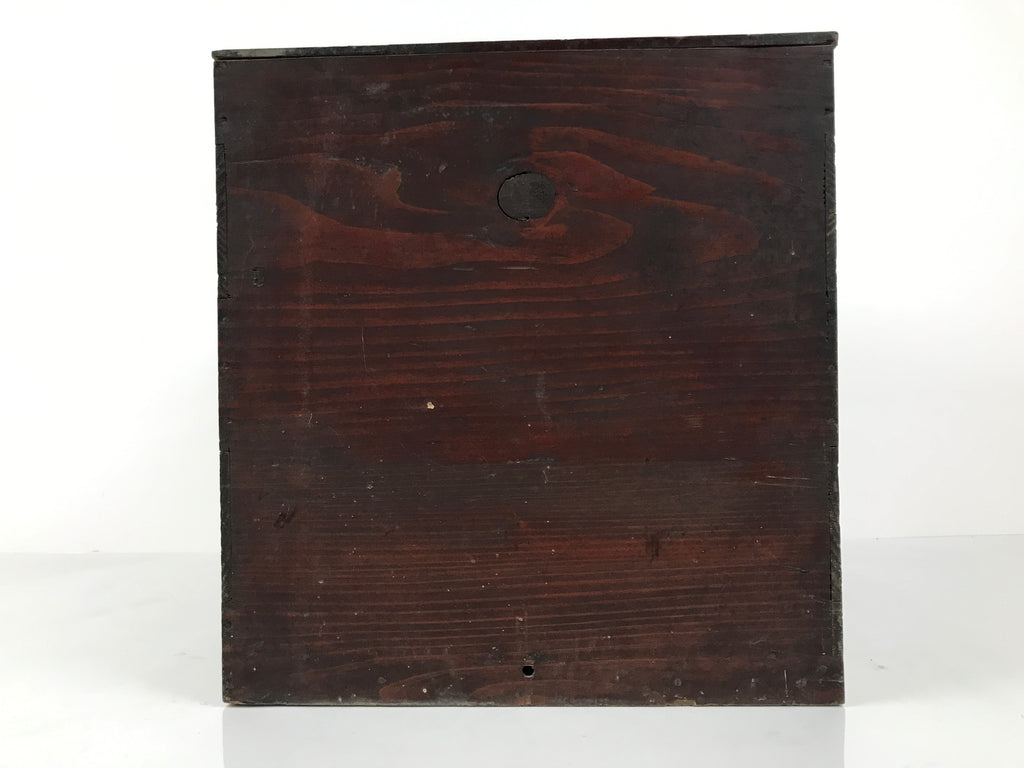 Antique Japanese Wooden Lacquerware Storage Box Inside 35x35x35cm Lid Brown X230-FB - Wooden Box-chidorivintage.com