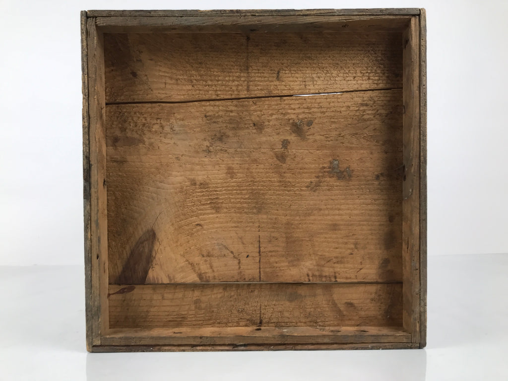 Antique Japanese Wooden Lacquerware Storage Box Inside 35x35x35cm Lid Brown X230-FB - Wooden Box-chidorivintage.com