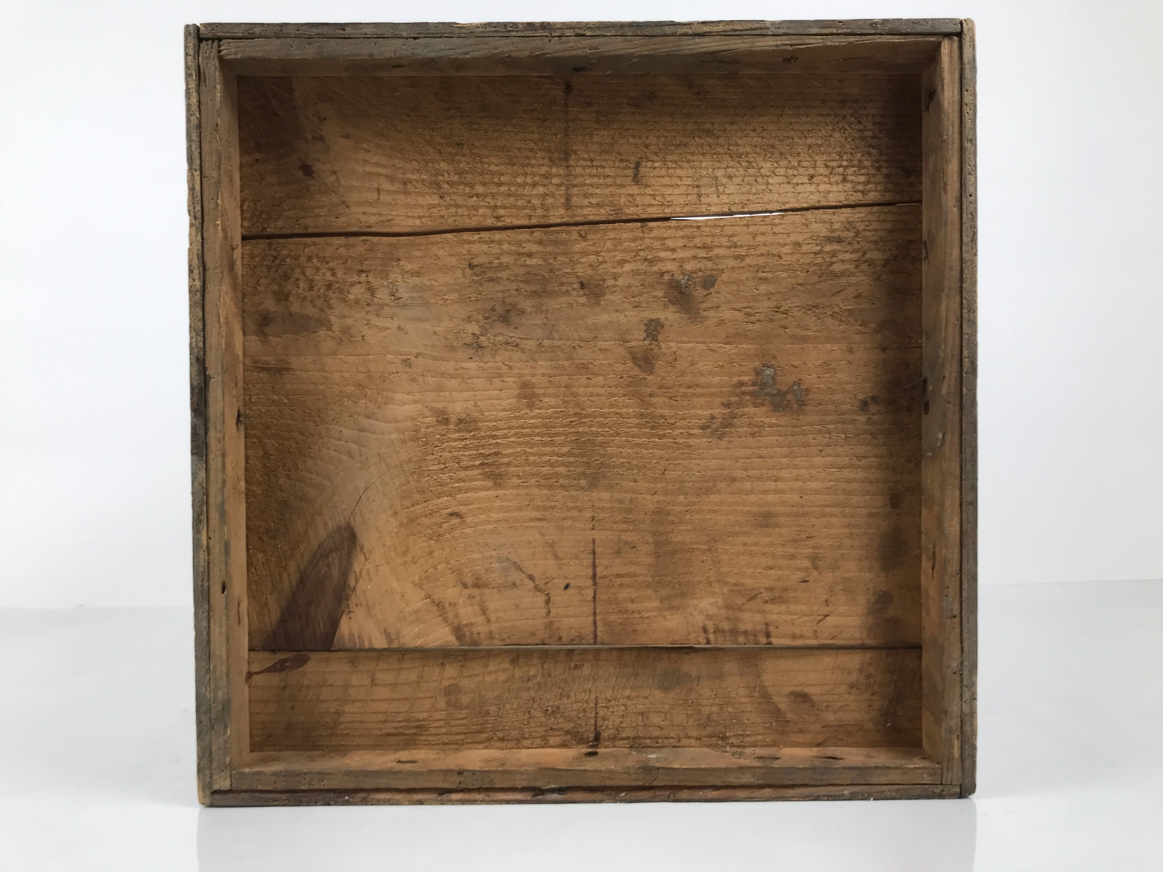 Antique Japanese Wooden Lacquerware Storage Box Inside 35x35x35cm Lid Brown X230-FB - Wooden Box-chidorivintage.com