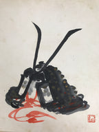 Japanese Shikishi Art Board Painting Vtg Kabuto Samurai Helmet Boys' Day A844-AD - Painting-chidorivintage.com