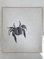 Japanese Shikishi Art Board Vtg Painting Classic Black White Crab Kani A845-AD - Painting-chidorivintage.com