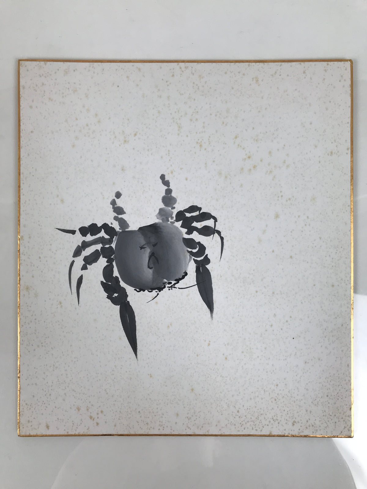 Japanese Shikishi Art Board Vtg Painting Classic Black White Crab Kani A845-AD - Painting-chidorivintage.com