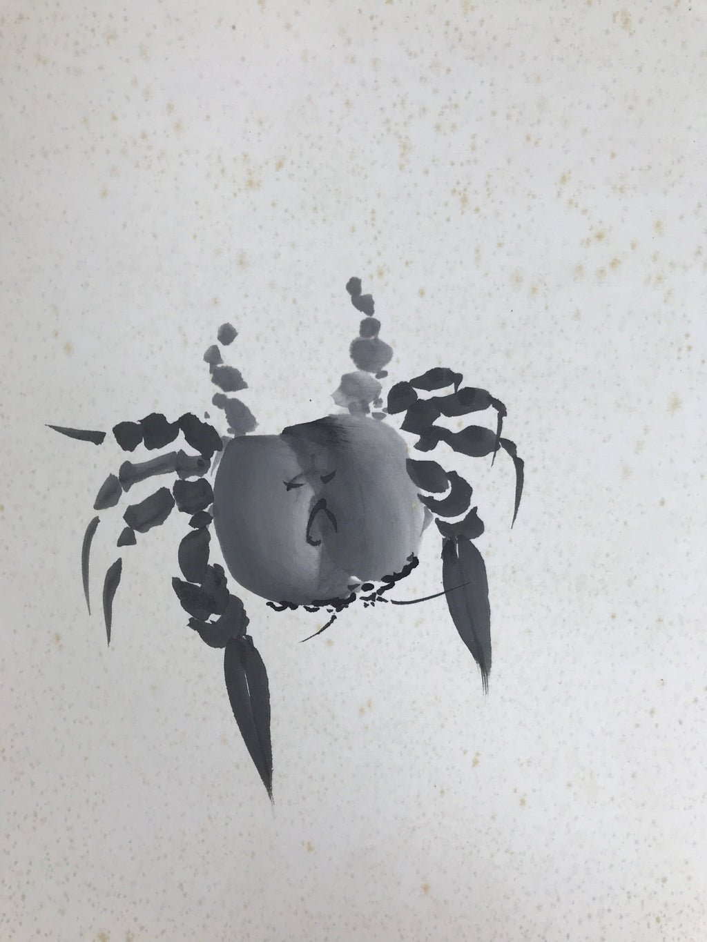 Japanese Shikishi Art Board Vtg Painting Classic Black White Crab Kani A845-AD - Painting-chidorivintage.com