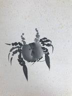 Japanese Shikishi Art Board Vtg Painting Classic Black White Crab Kani A845-AD - Painting-chidorivintage.com