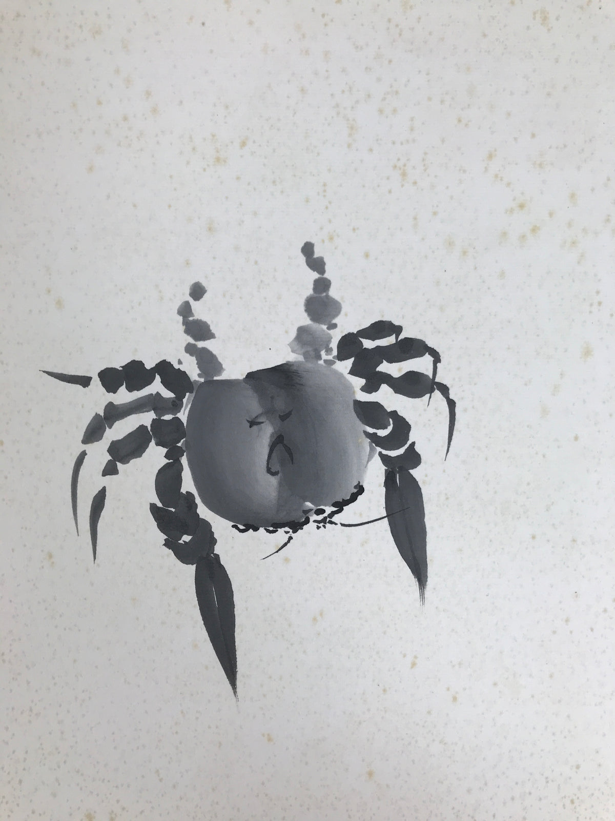Japanese Shikishi Art Board Vtg Painting Classic Black White Crab Kani A845-AD - Painting-chidorivintage.com